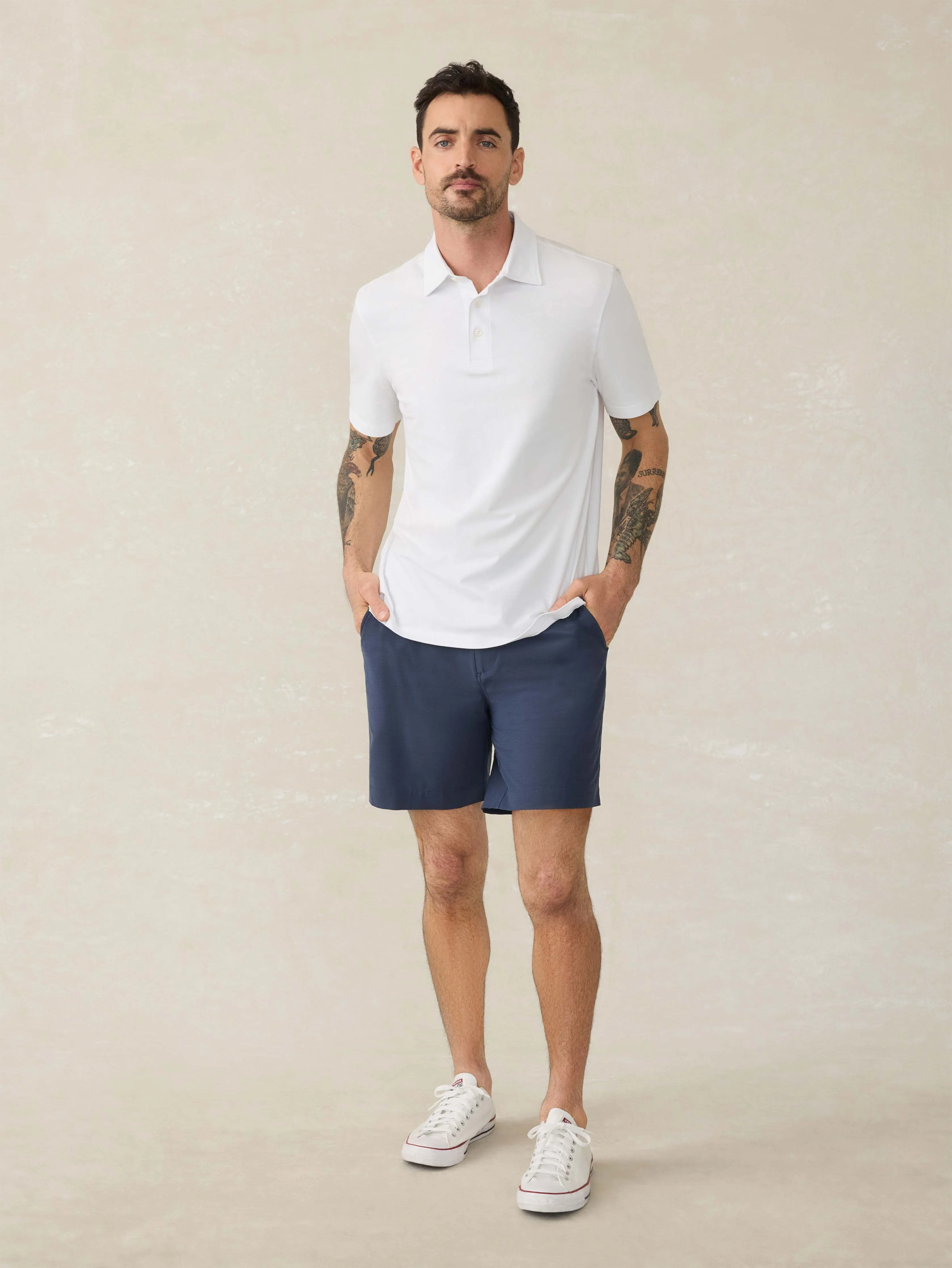 Short-Sleeve Movement™ Pique Polo - Pure White sold by Faherty product image thumbnail 4