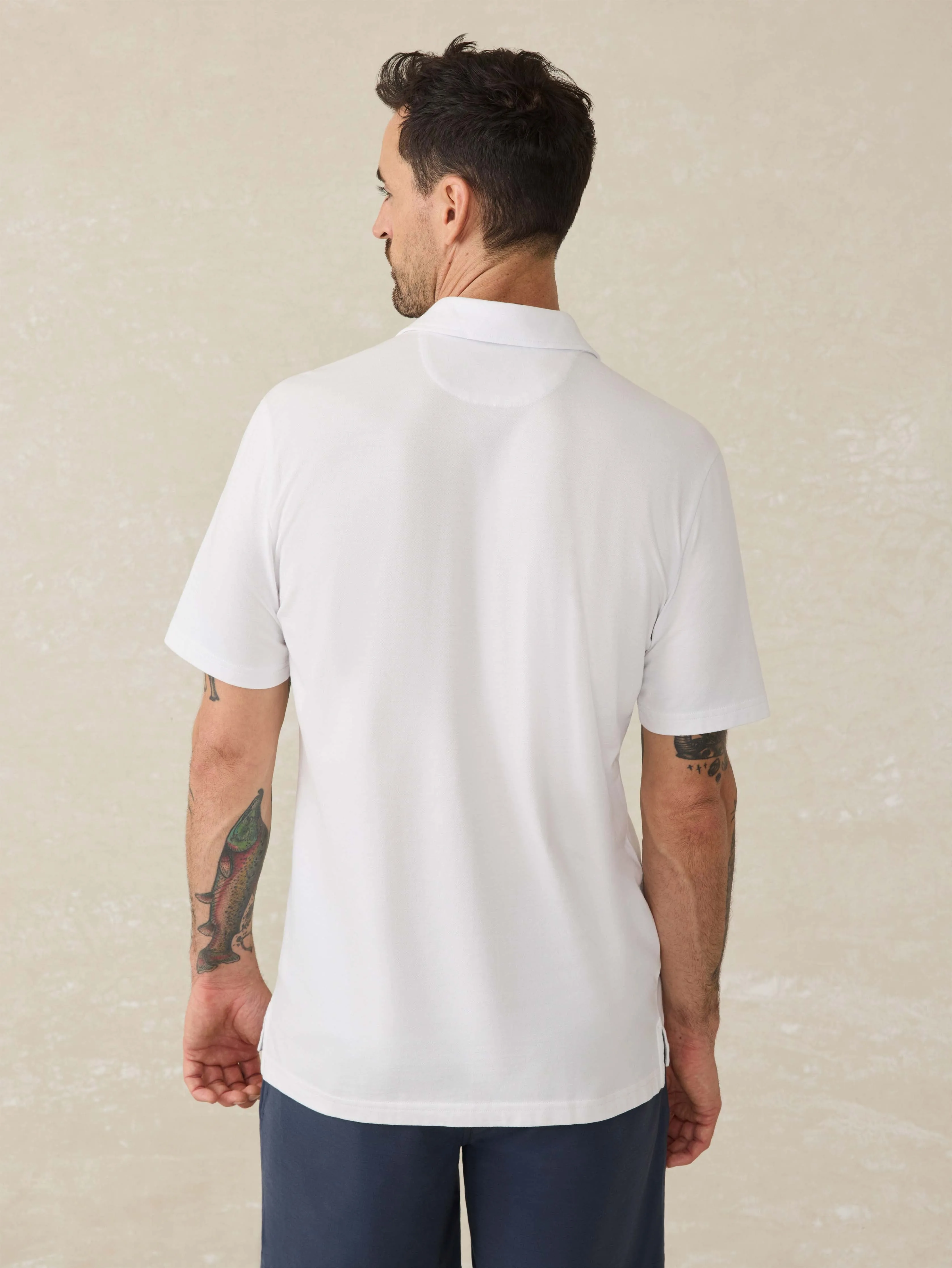 Short-Sleeve Movement™ Pique Polo - Pure White sold by Faherty product image thumbnail 2