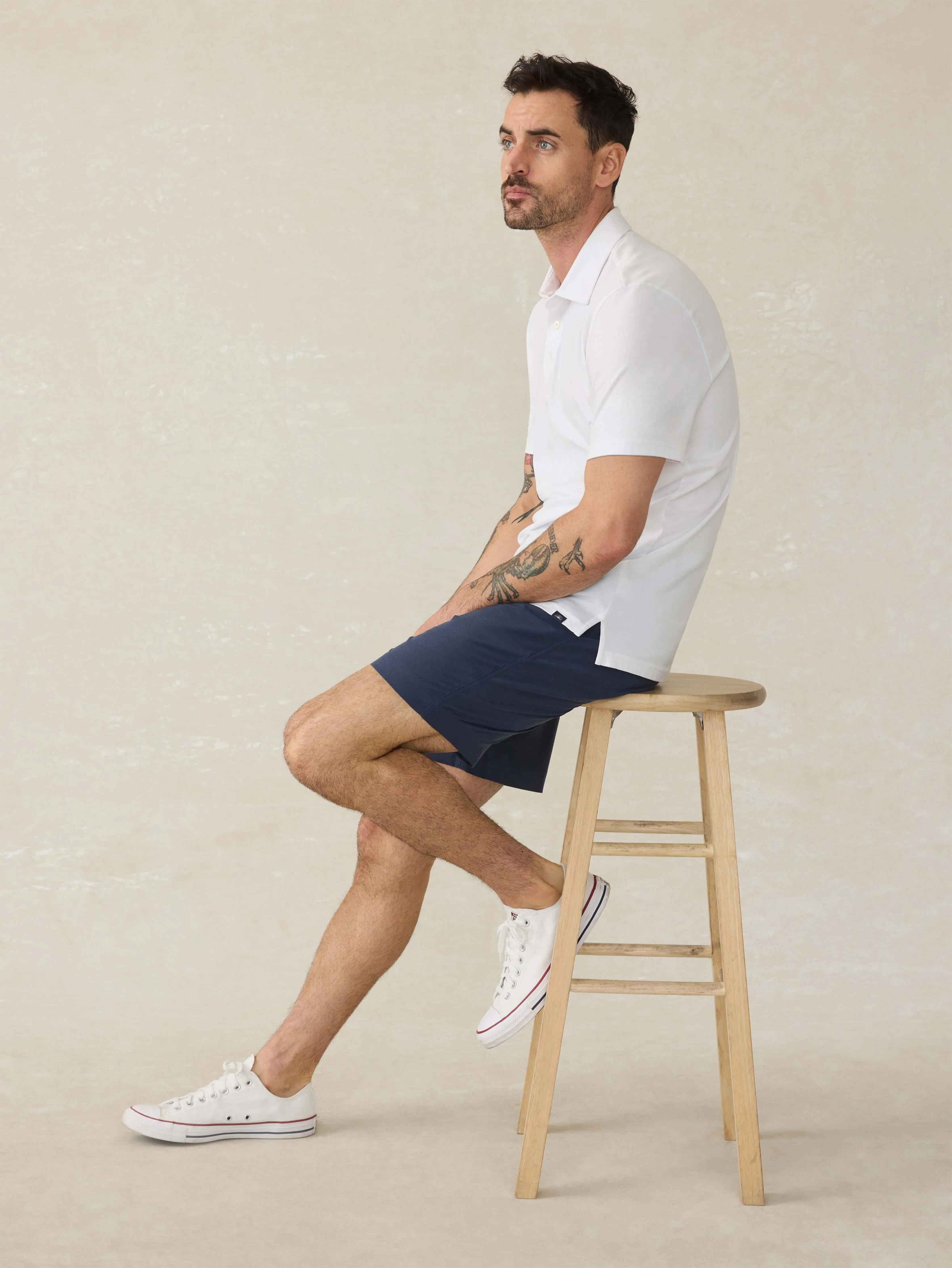 Short-Sleeve Movement™ Pique Polo - Pure White sold by Faherty product image thumbnail 3