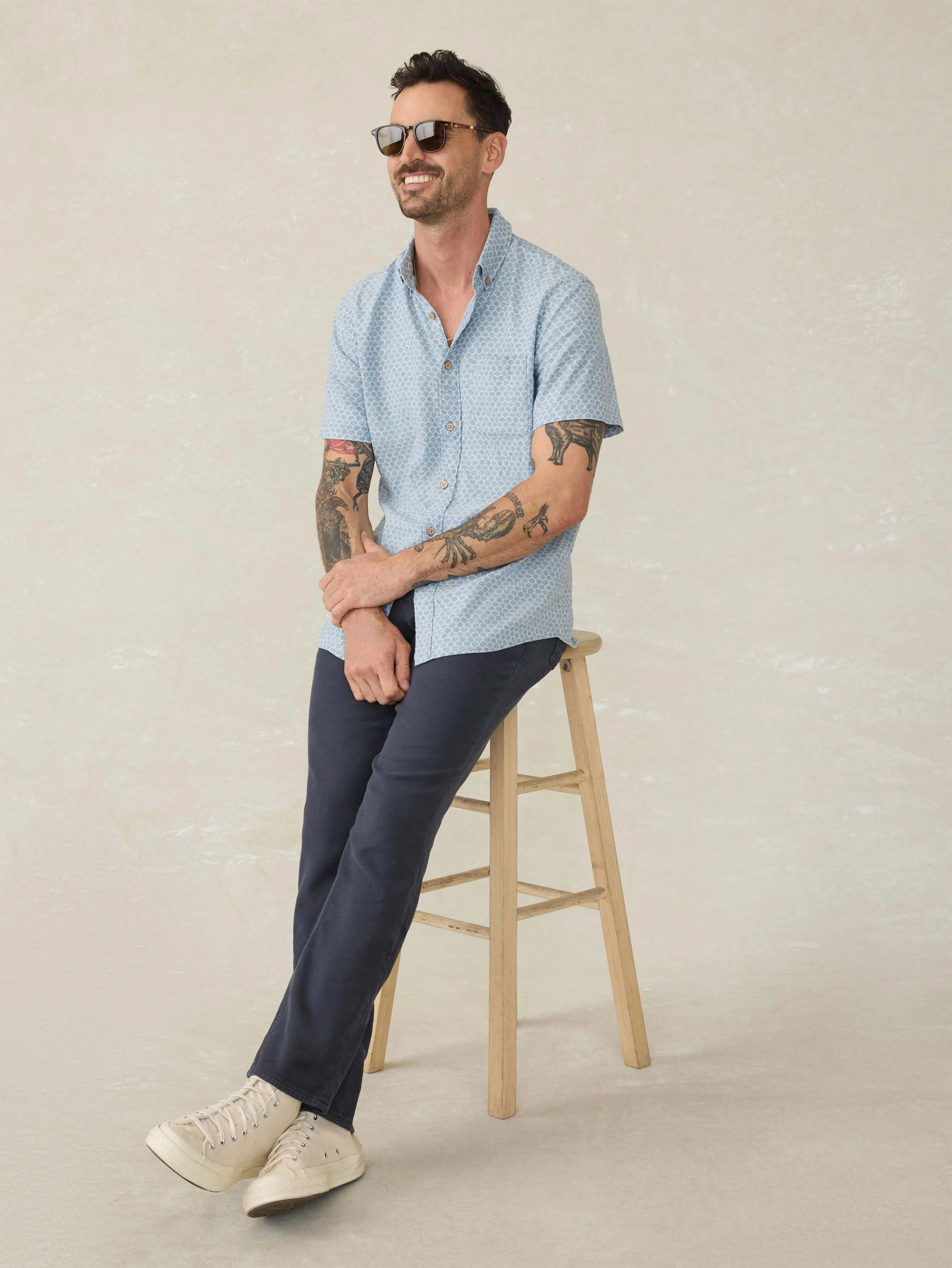 Short- Sleeve Breeze Shirt - Fish Scale Redux sold by Faherty product image thumbnail 5