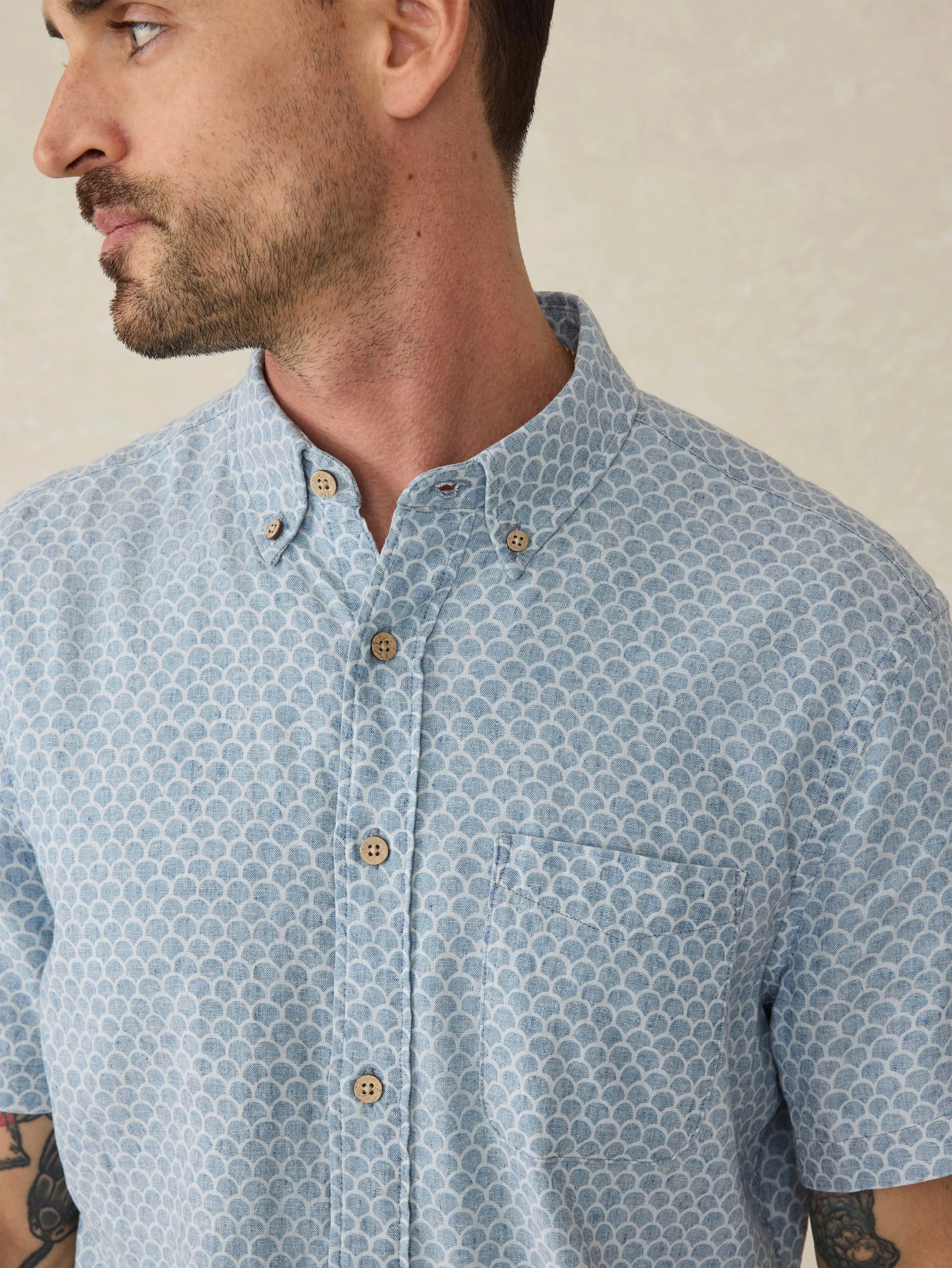 Short- Sleeve Breeze Shirt - Fish Scale Redux sold by Faherty product image thumbnail 2