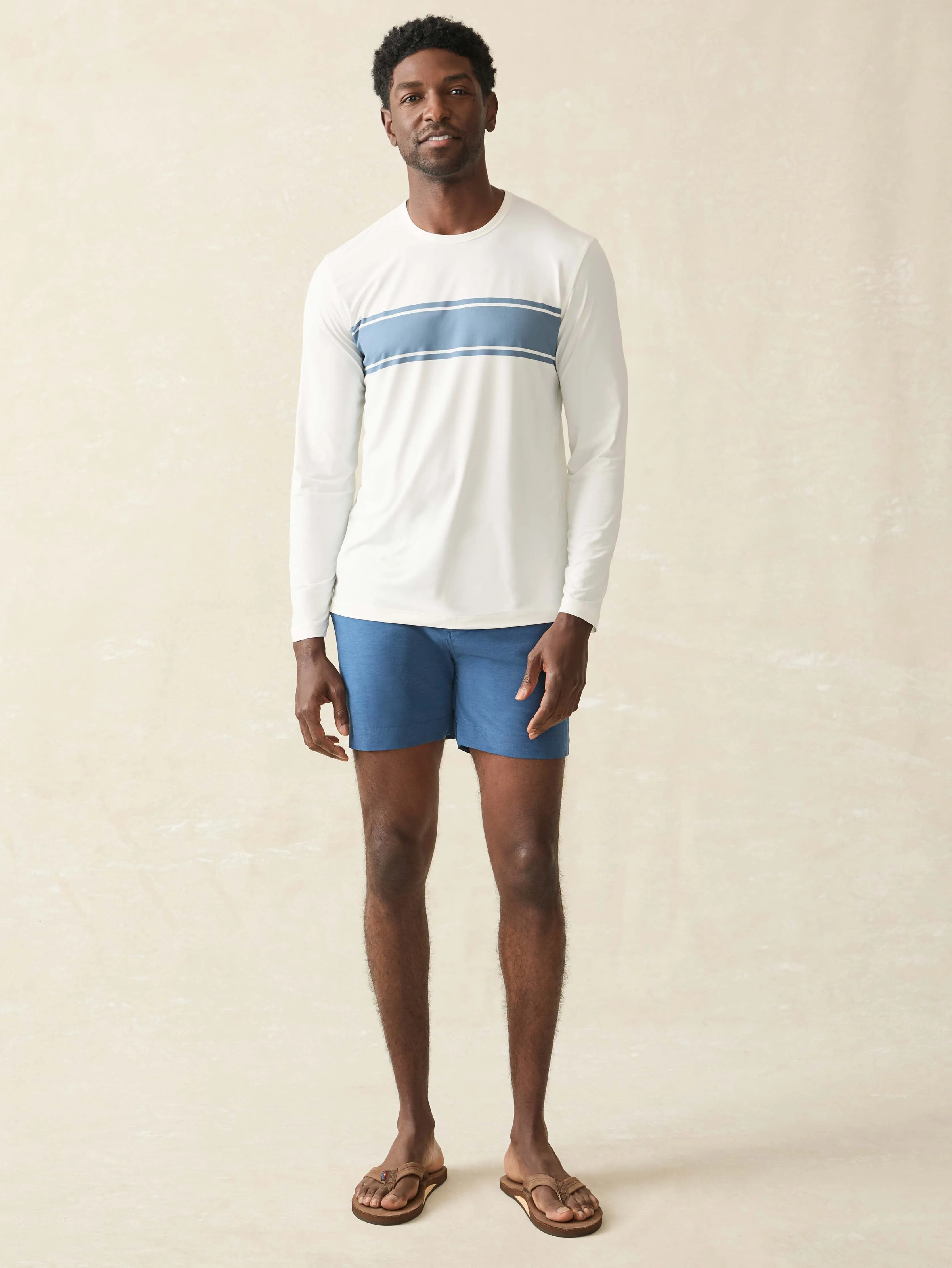 Shorelite Long-Sleeve Tech Tee - White Surf Stripe sold by Faherty product image thumbnail 3