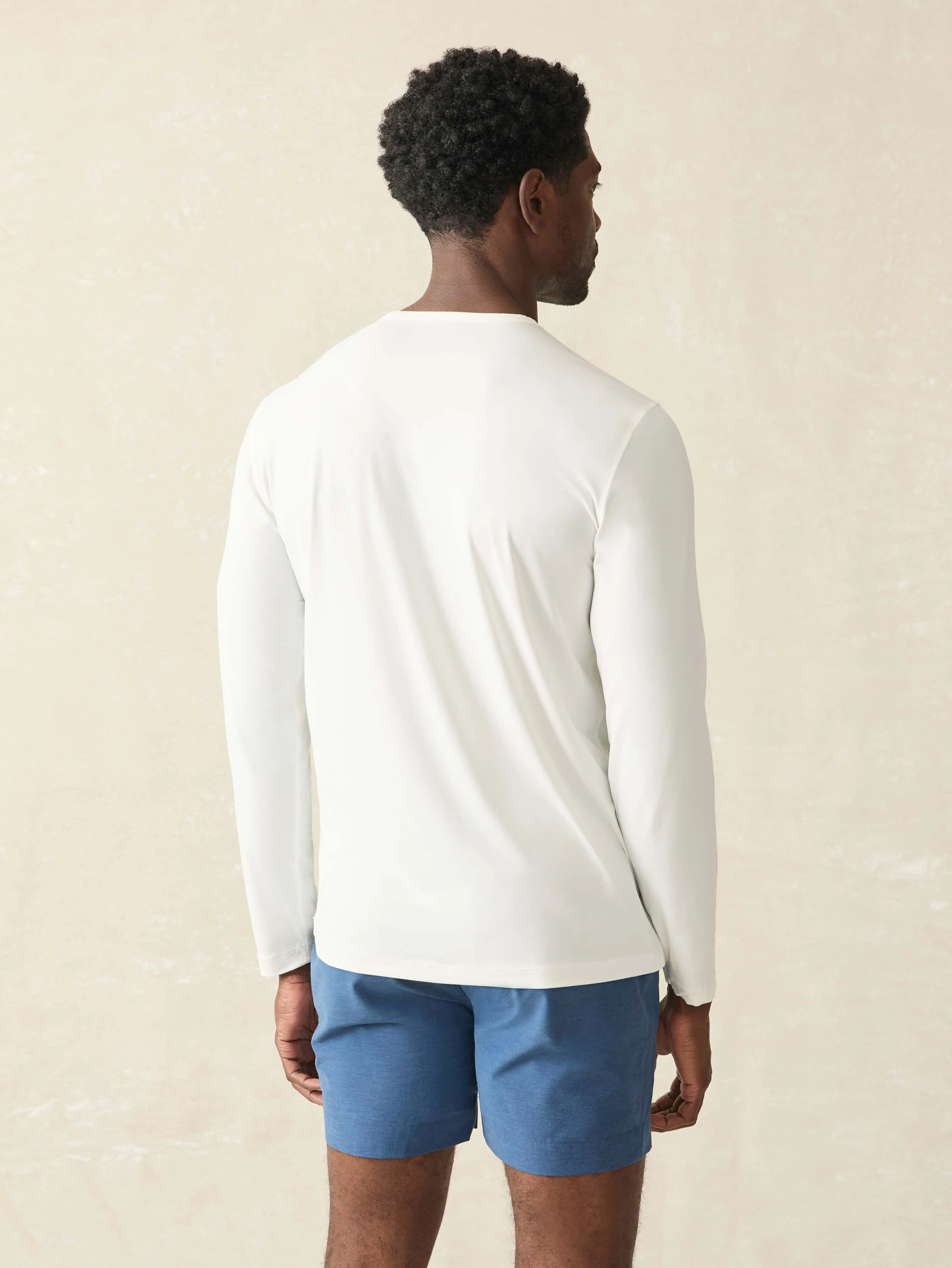 Shorelite Long-Sleeve Tech Tee - White Surf Stripe sold by Faherty product image thumbnail 4