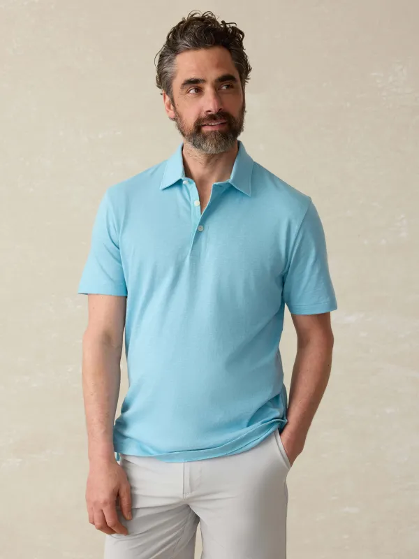Sunwashed T-Shirt Polo - Teal Sea sold by Faherty
