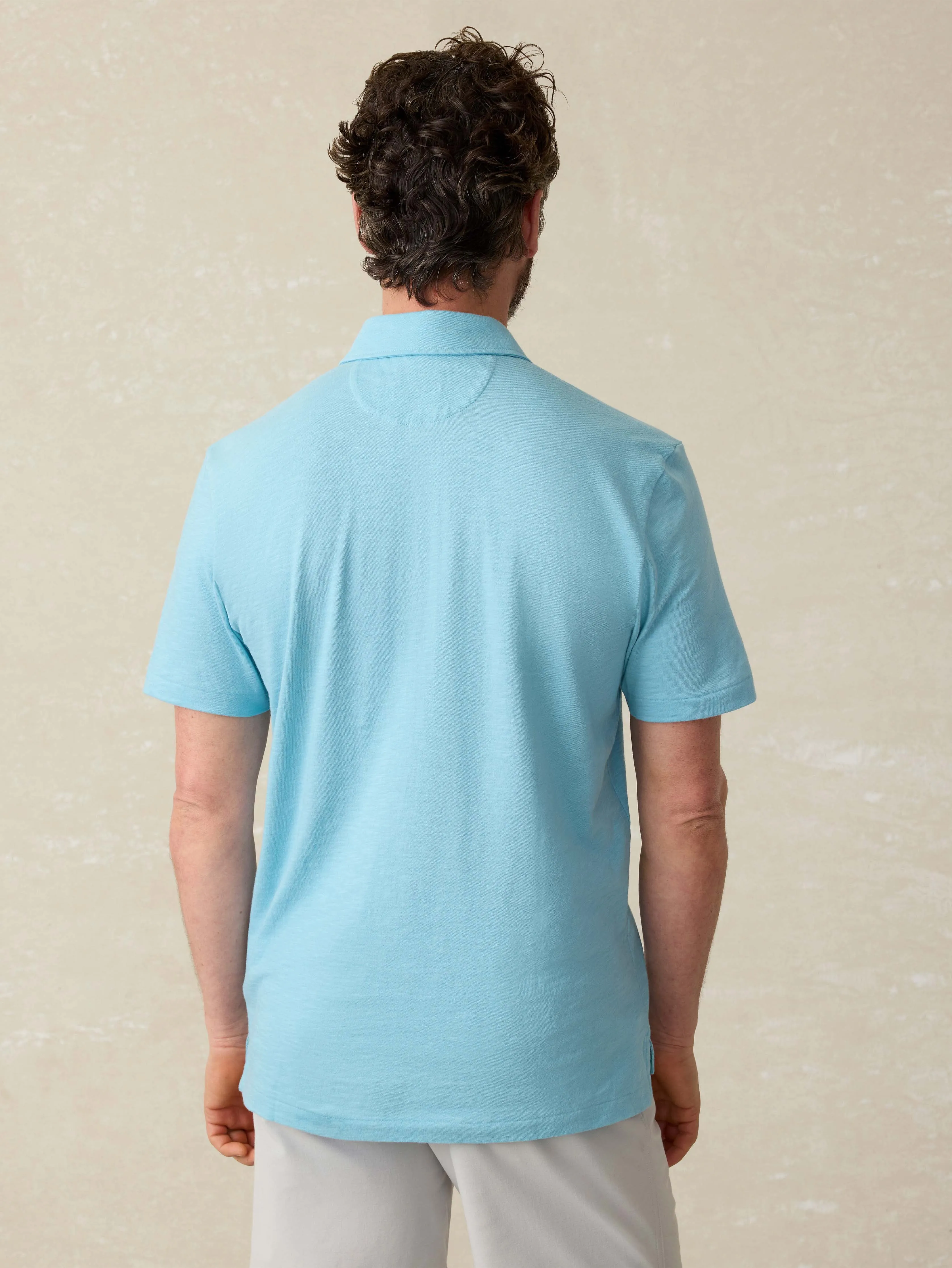 Sunwashed T-Shirt Polo - Teal Sea sold by Faherty product image thumbnail 4