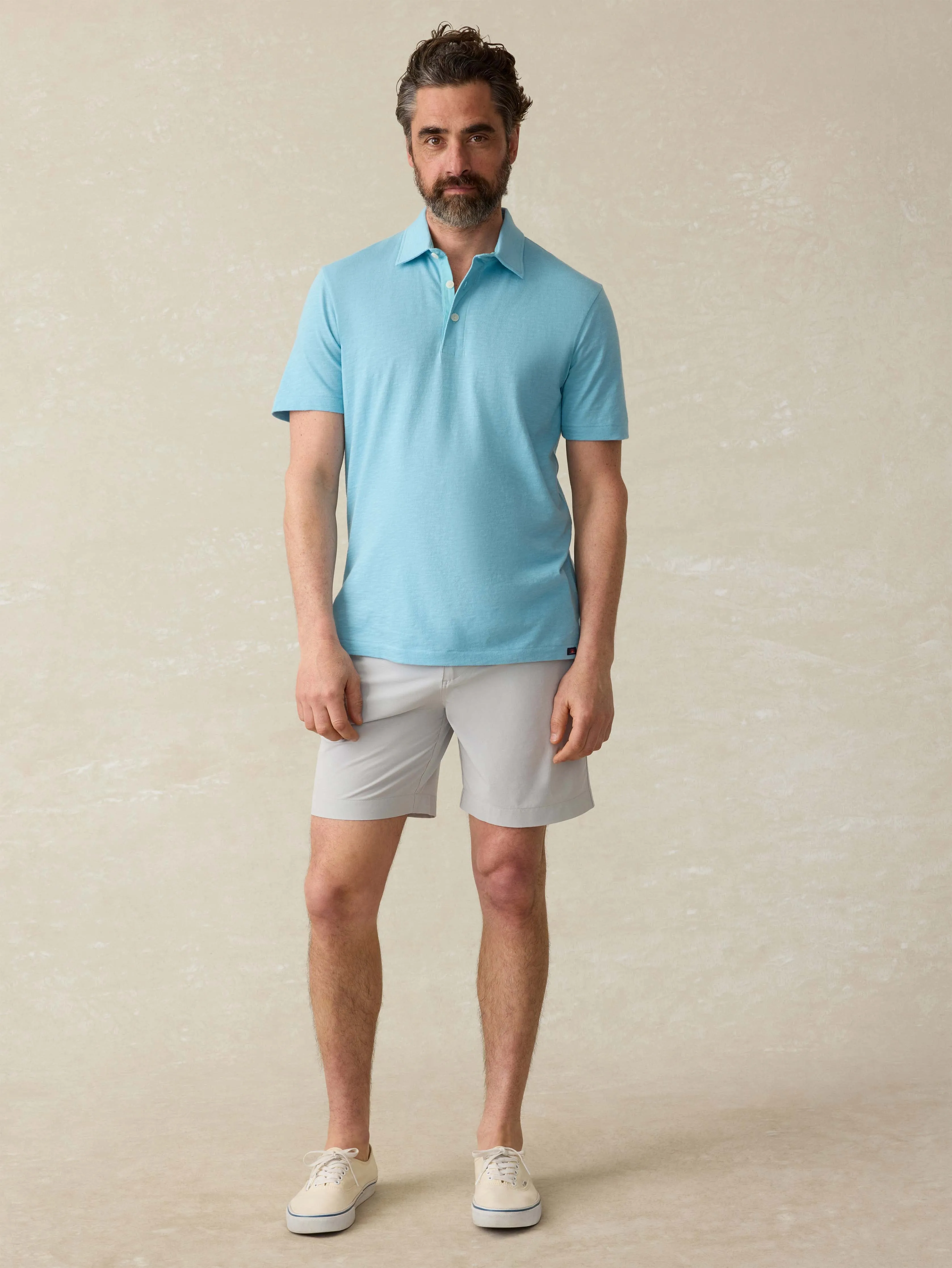 Sunwashed T-Shirt Polo - Teal Sea sold by Faherty product image thumbnail 3