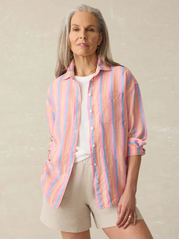 Laguna Linen Relaxed Shirt - Cabana Multi Stripe sold by Faherty