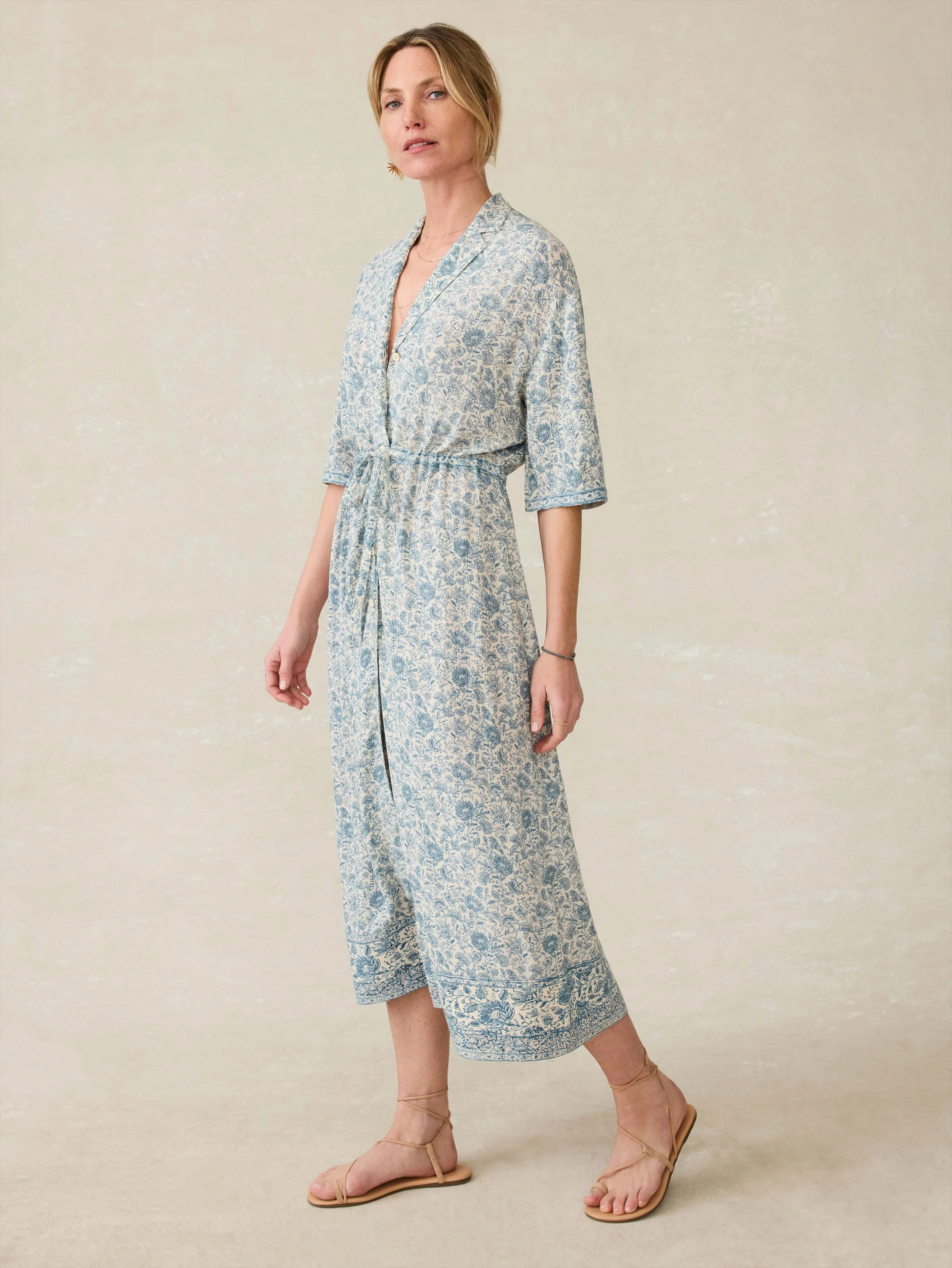 Island Dress - Blue Water Floral sold by Faherty