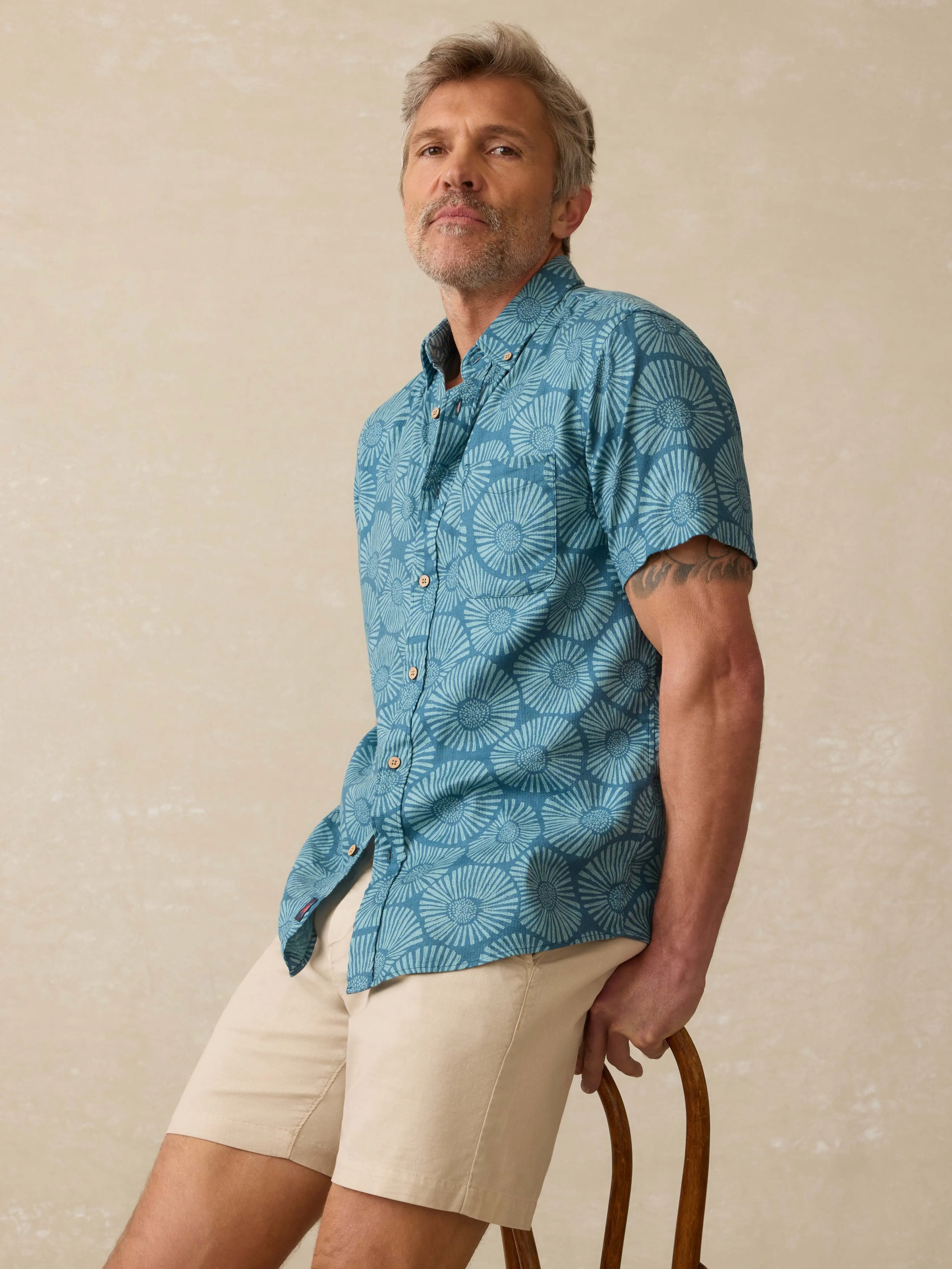 Short-Sleeve Breeze Shirt - Stormy Sea Floral sold by Faherty product image thumbnail 5