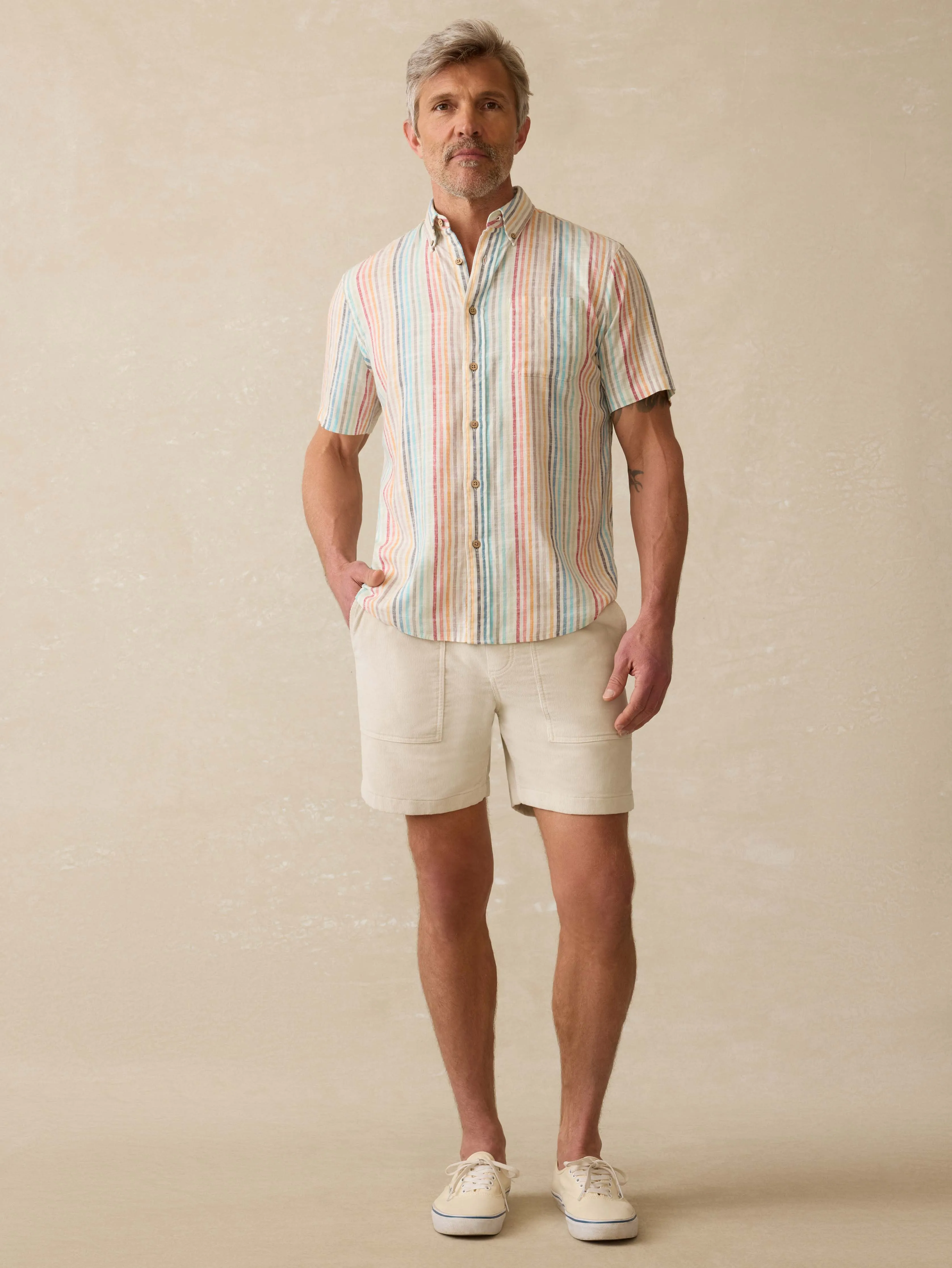 Short-Sleeve Breeze Shirt - Bay Reef Stripe sold by Faherty product image thumbnail 3