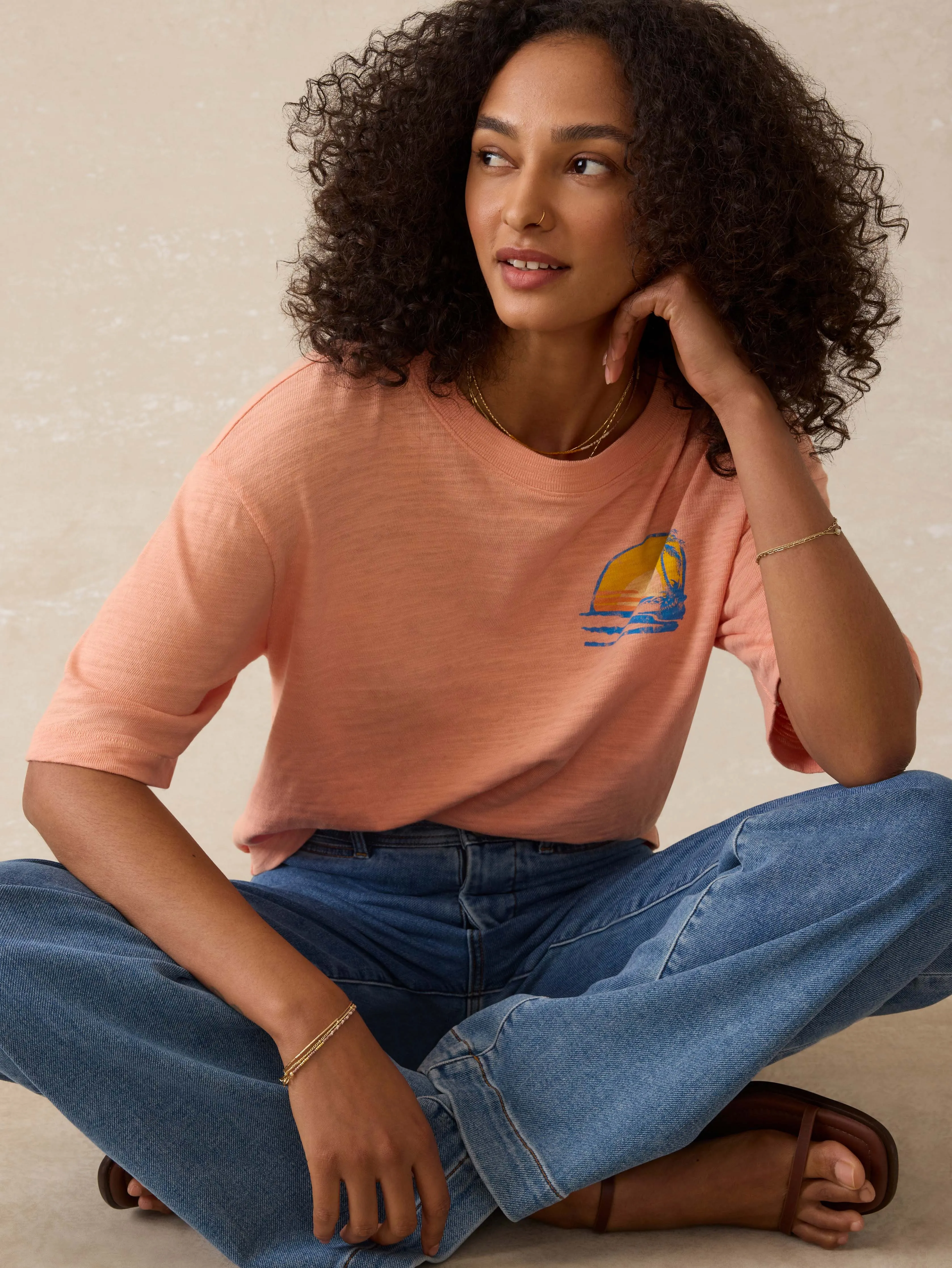 Sunwashed Slub Vintage Tee - Canyon Sunset sold by Faherty