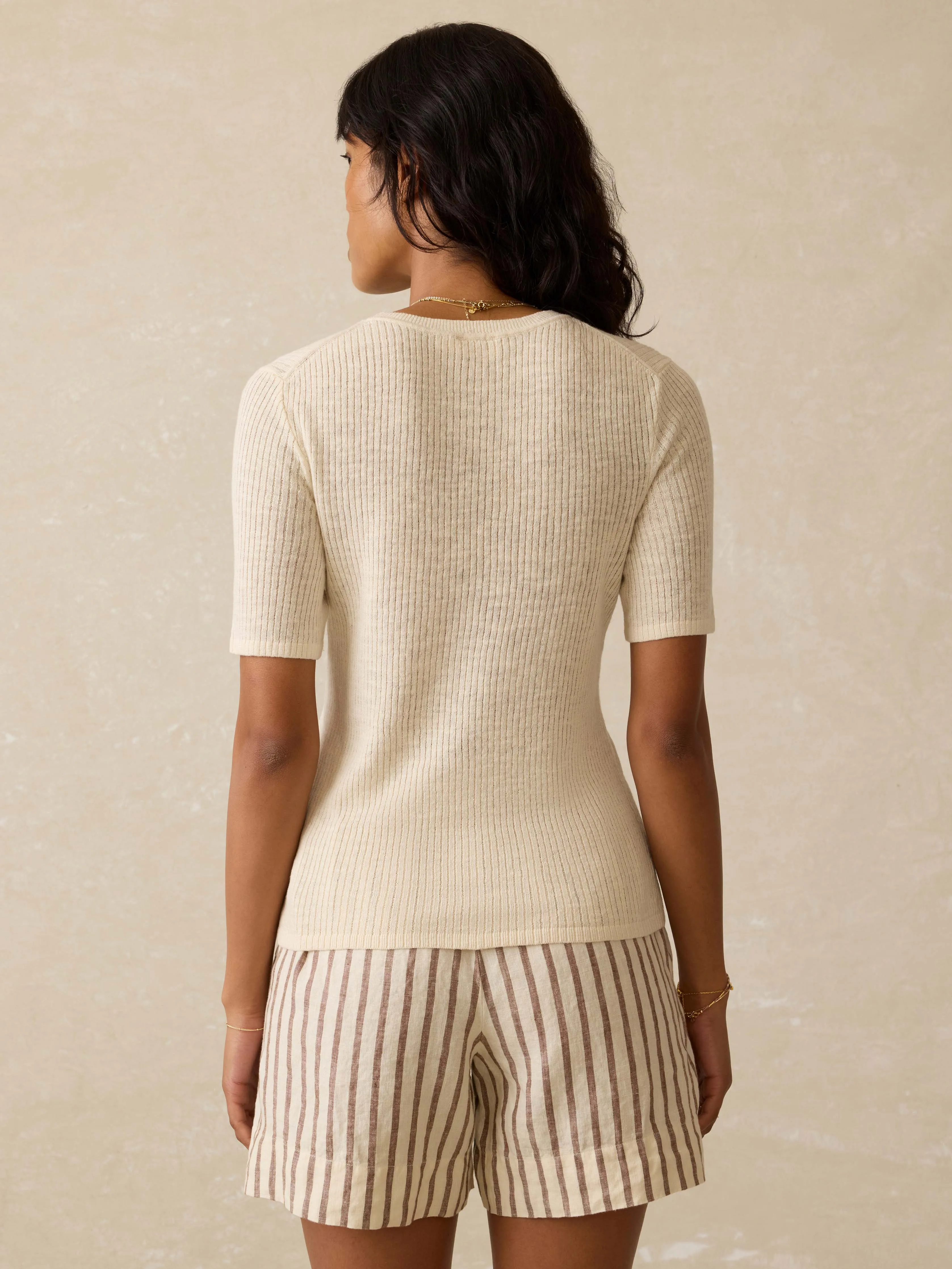 Miramar Linen Mini Rib Tee - Summer Sand sold by Faherty product image thumbnail 4