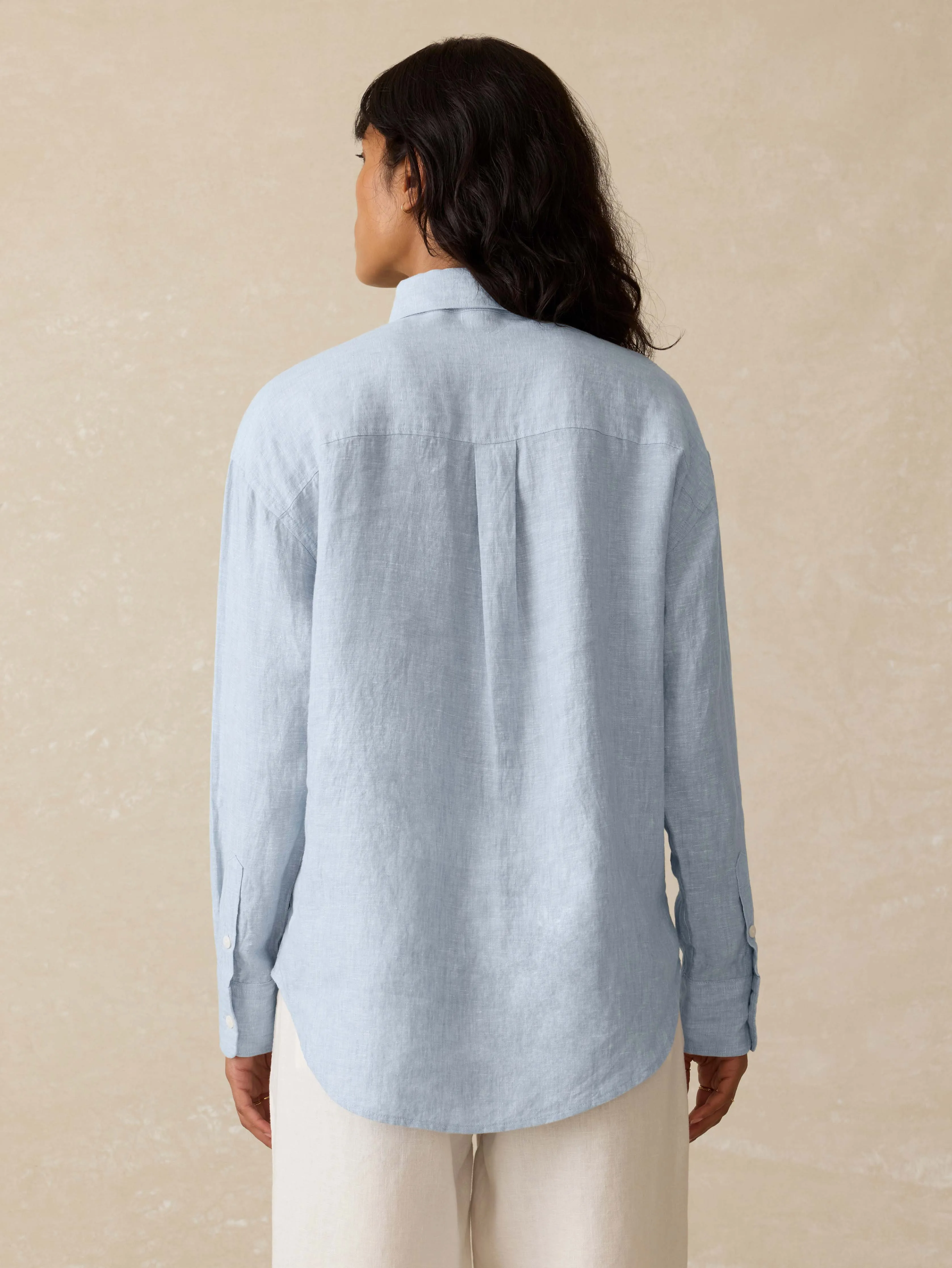 Laguna Linen Relaxed Shirt - Blue Fog sold by Faherty product image thumbnail 4