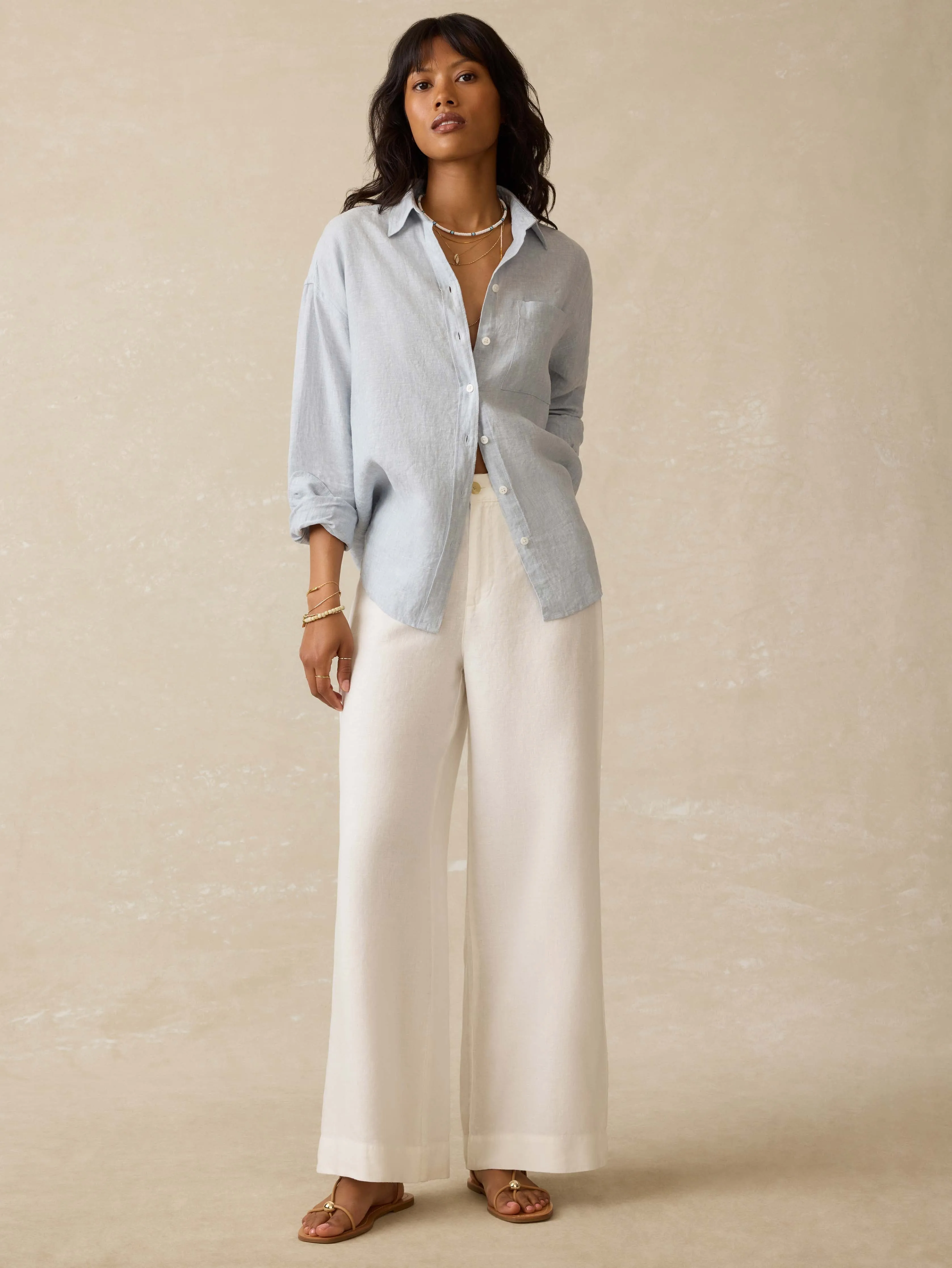 Laguna Linen Relaxed Shirt - Blue Fog sold by Faherty product image thumbnail 5