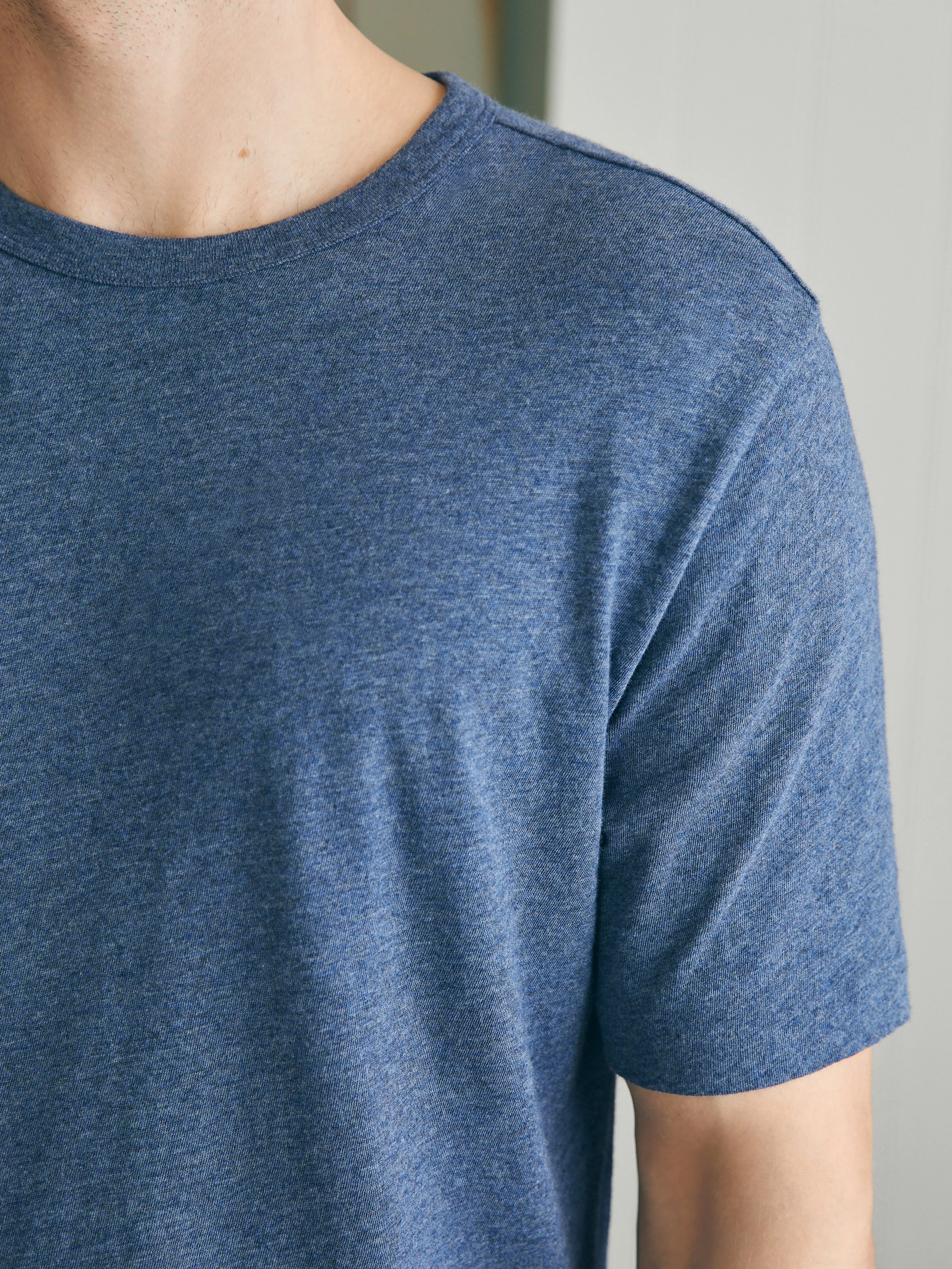 Short-Sleeve Vintage Chambray Tee - Glacial Navy Heather sold by Faherty product image thumbnail 2