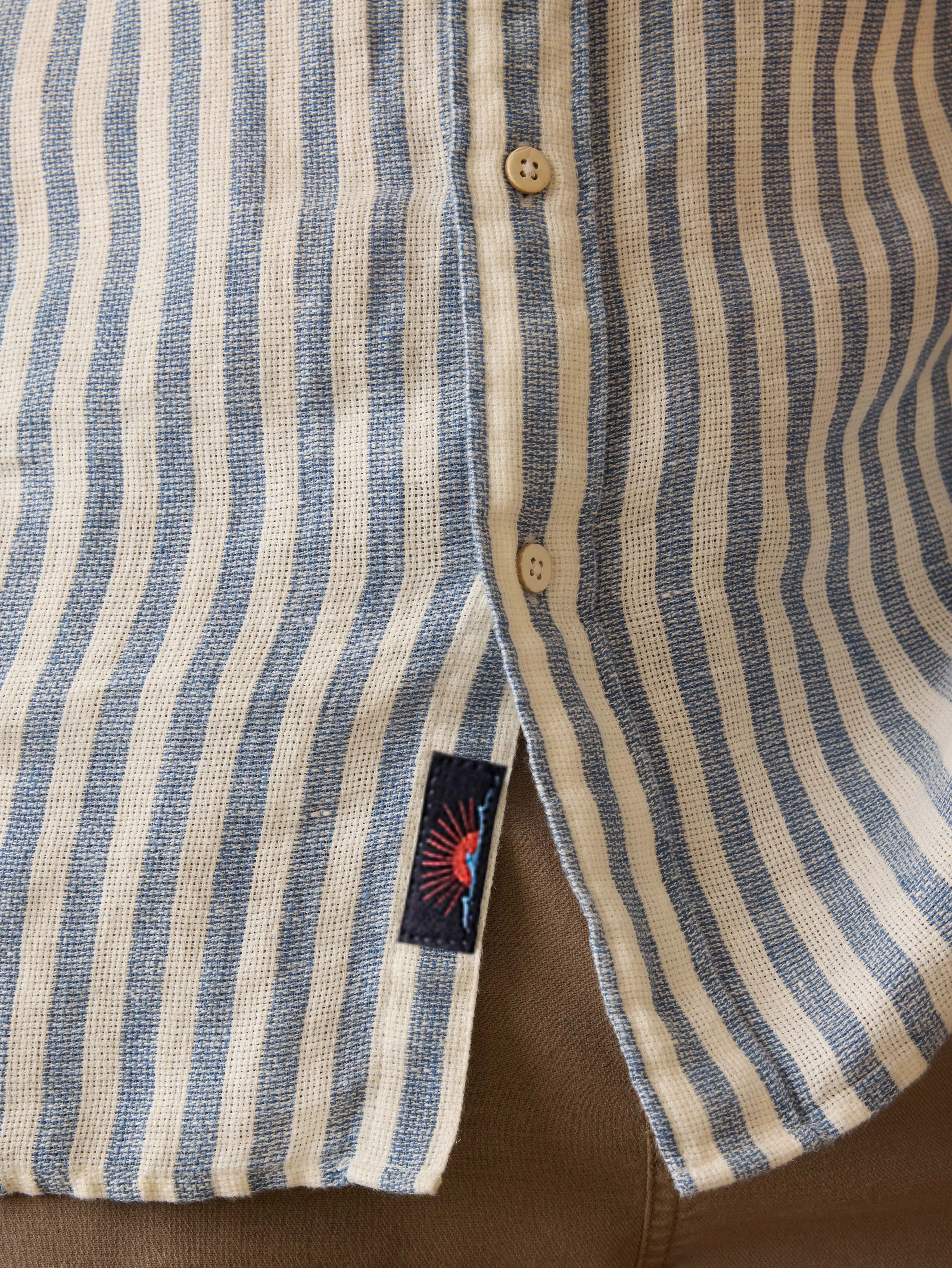 Short-Sleeve Palma Linen Shirt - Horizon Ivory Stripe sold by Faherty product image thumbnail 2