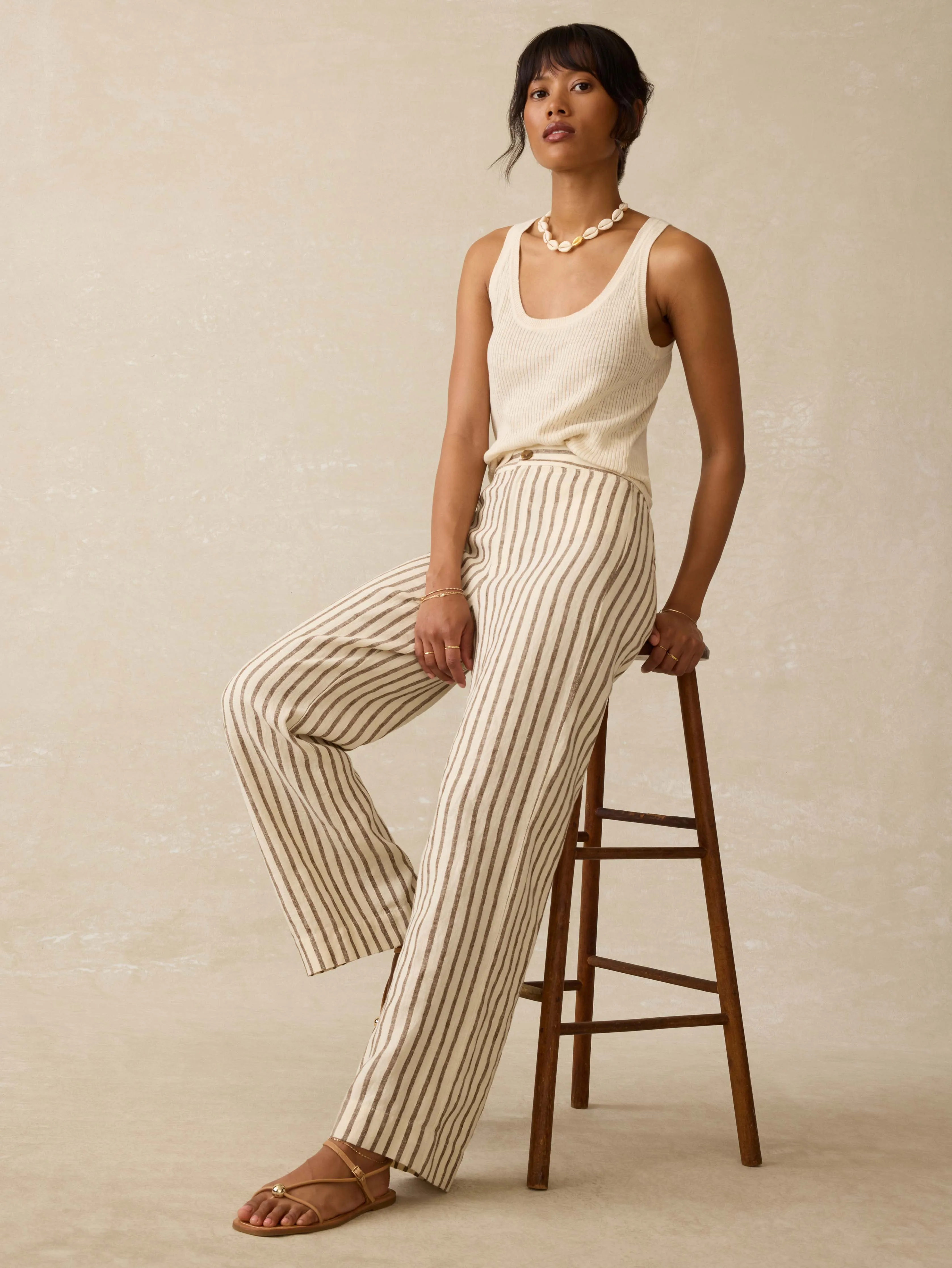 Sun Strider Linen Pant - Cocoa Grove Stripe sold by Faherty product image thumbnail 5