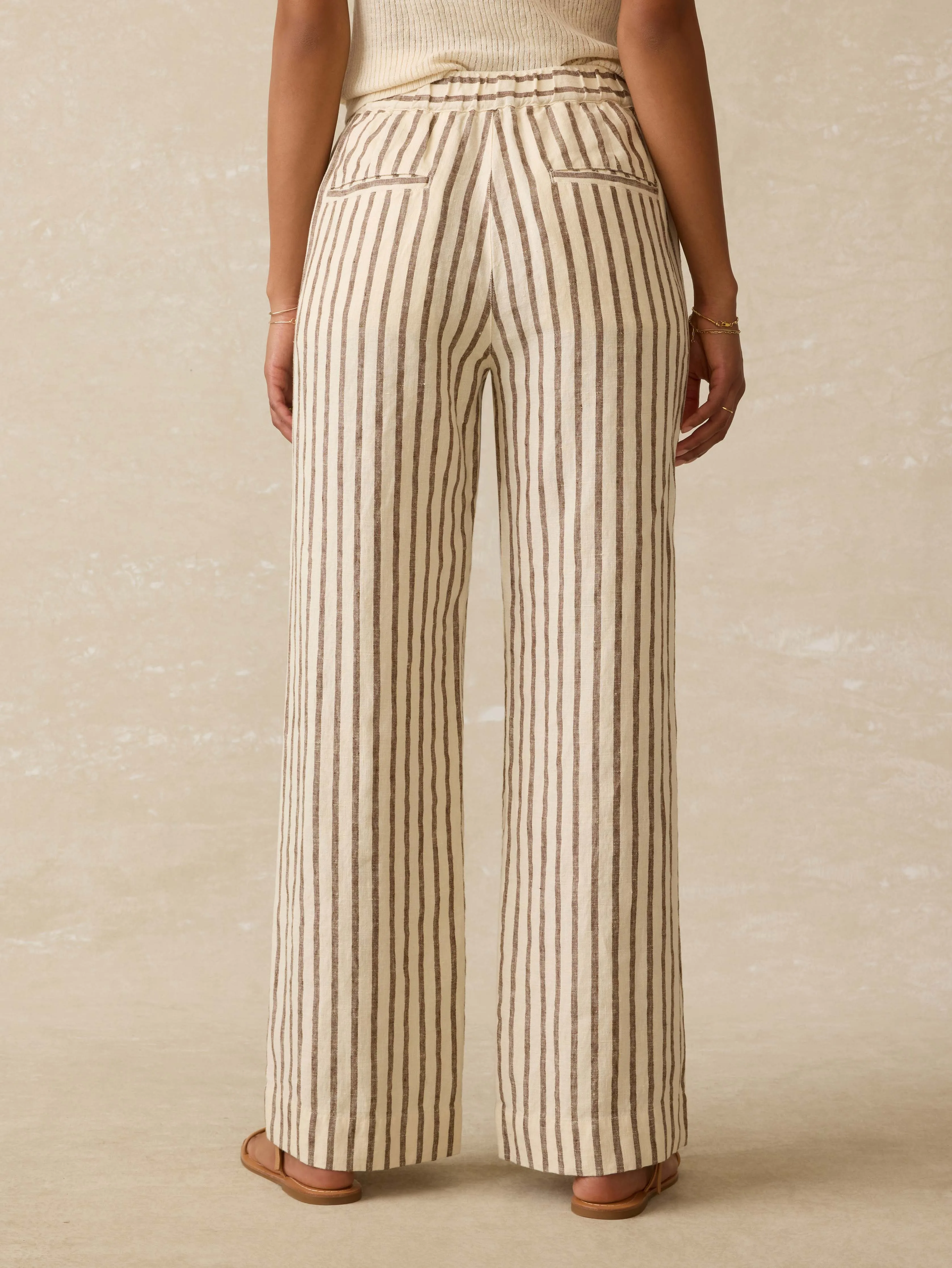 Sun Strider Linen Pant - Cocoa Grove Stripe sold by Faherty product image thumbnail 4