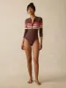 Surfseeker Rash Guard - Cocoa Sunray Stripe sold by Faherty