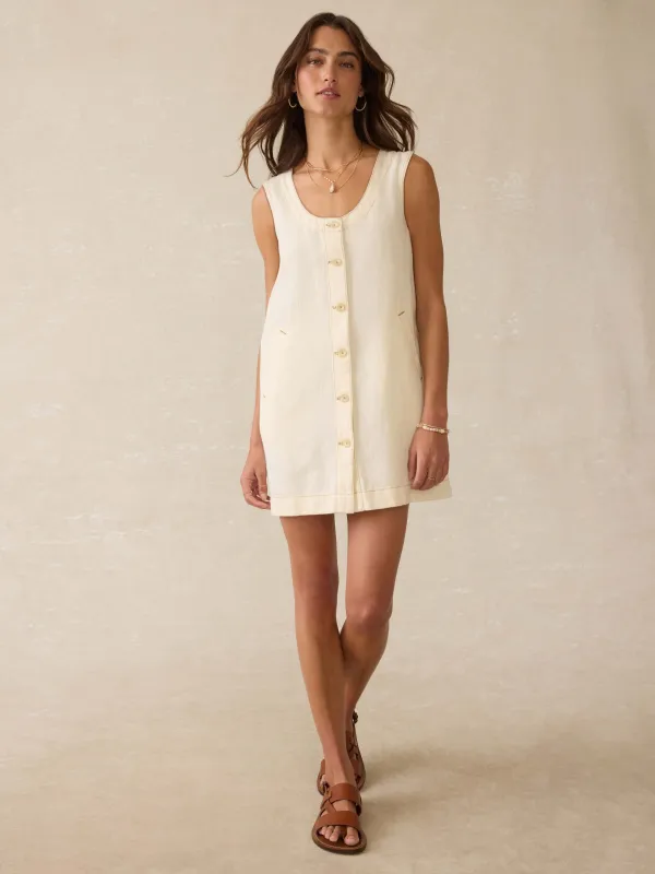 Linen Denim Malibu Mini Dress - Whitecliff Wash sold by Faherty