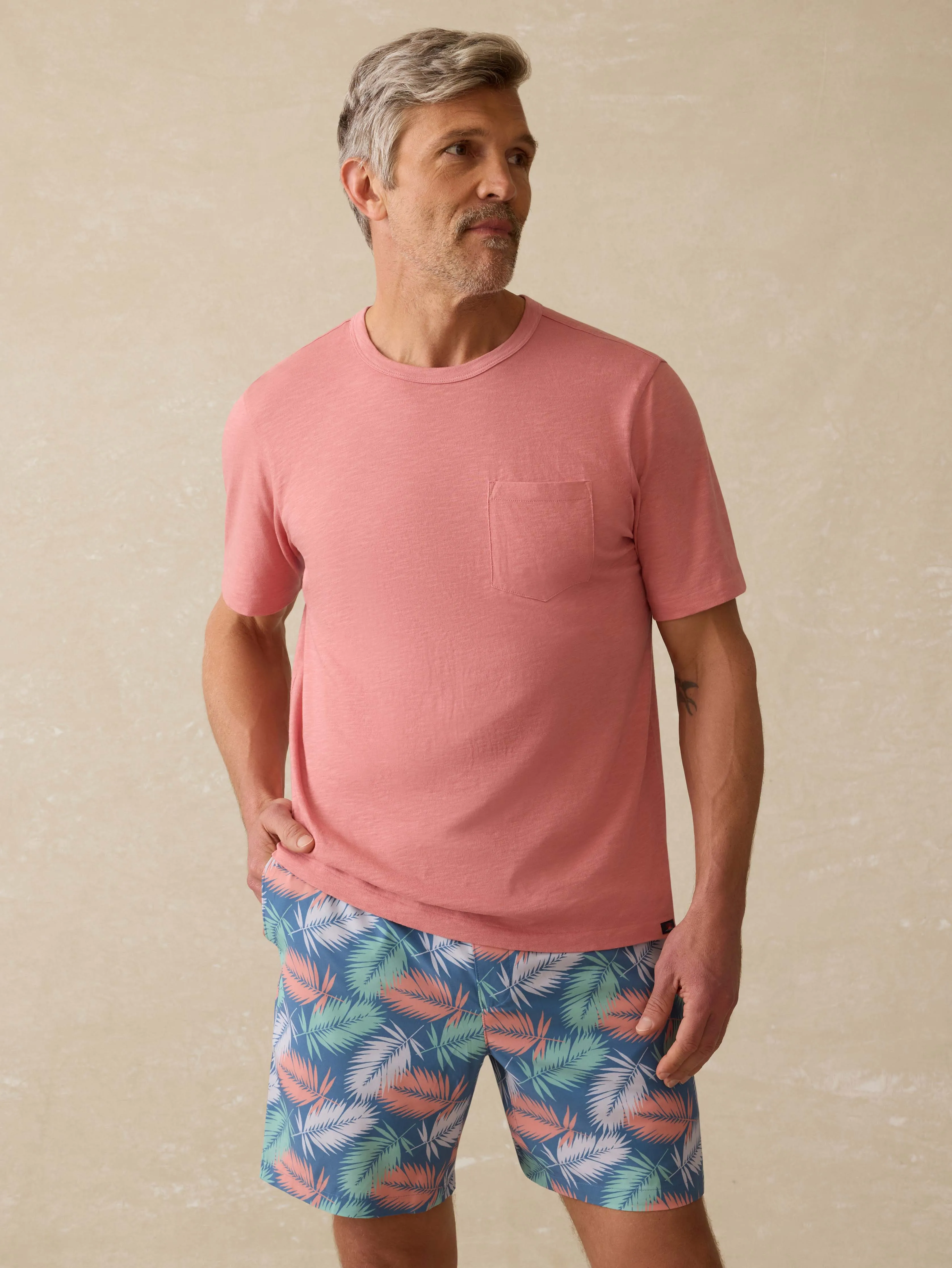 Sunwashed Regenerative Pocket Tee - Faded Flag sold by Faherty