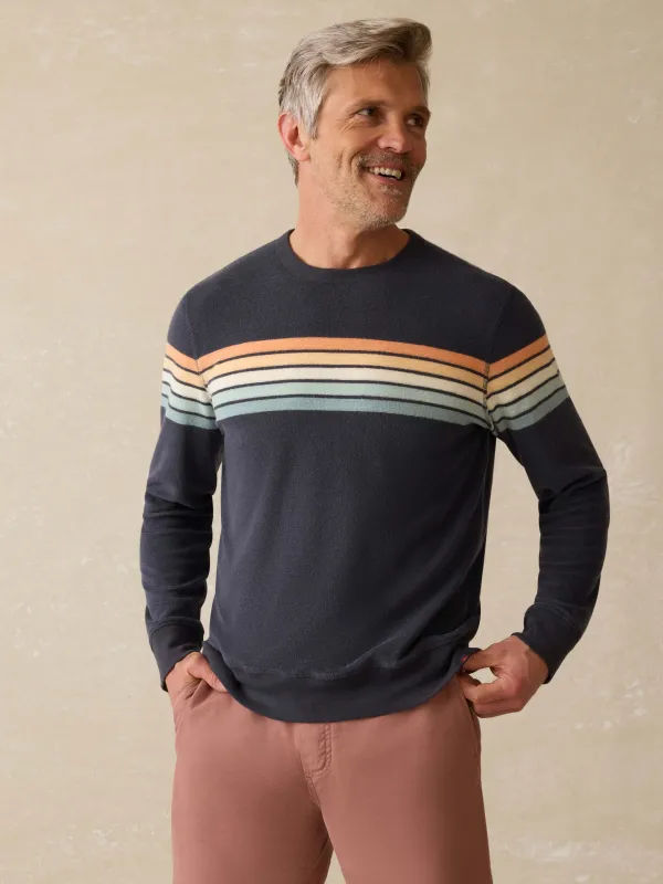 Cabana Towel Terry Crewneck - Seacoast Sunrise Stripe sold by Faherty