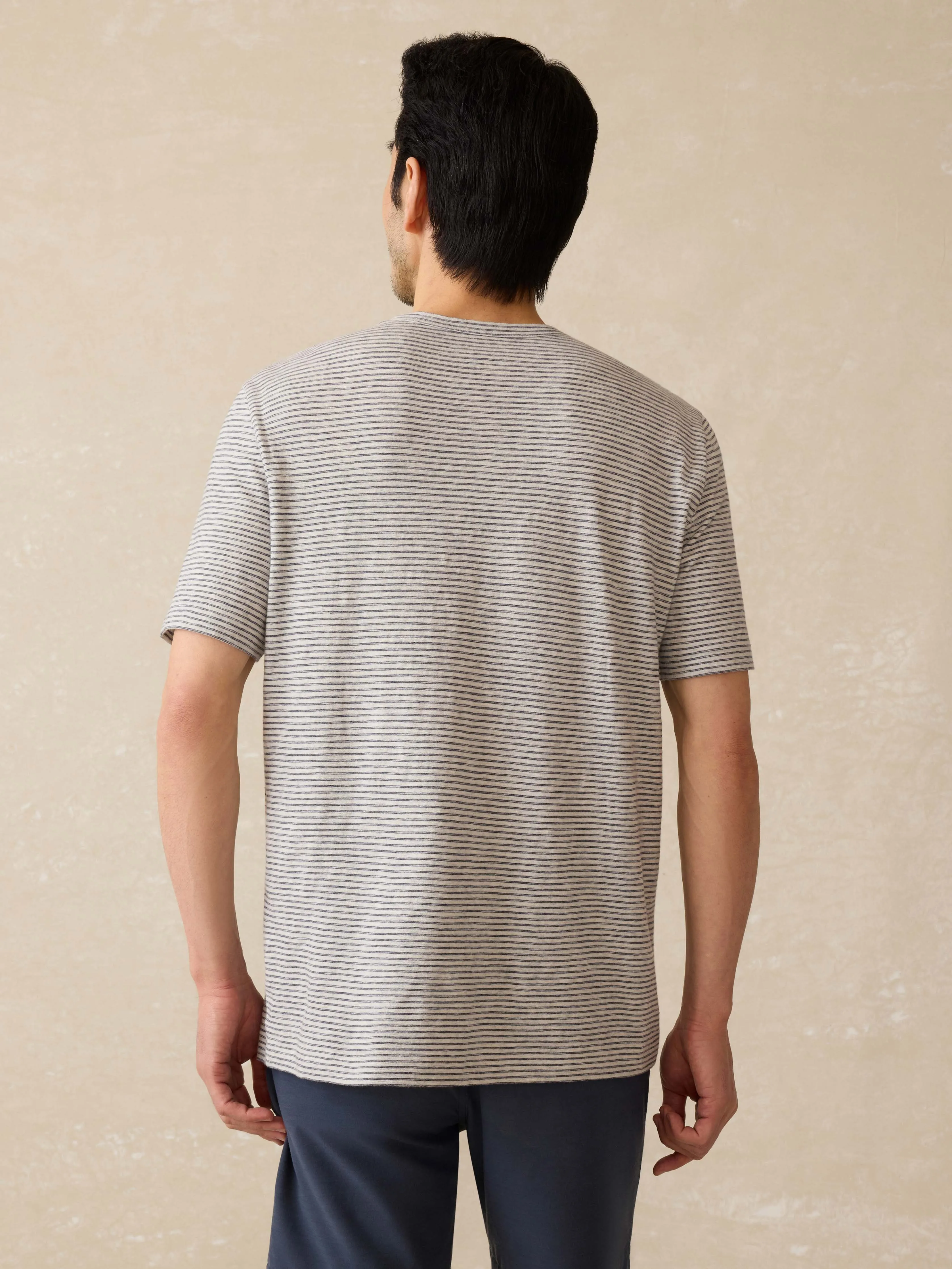 Sunwashed Pocket Tee - Silver Sea Stripe sold by Faherty product image thumbnail 4