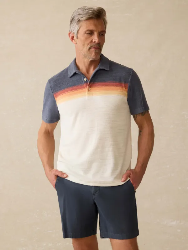 Cabana Towel Terry Surf Stripe Polo - Twilight Shore Ombre sold by Faherty