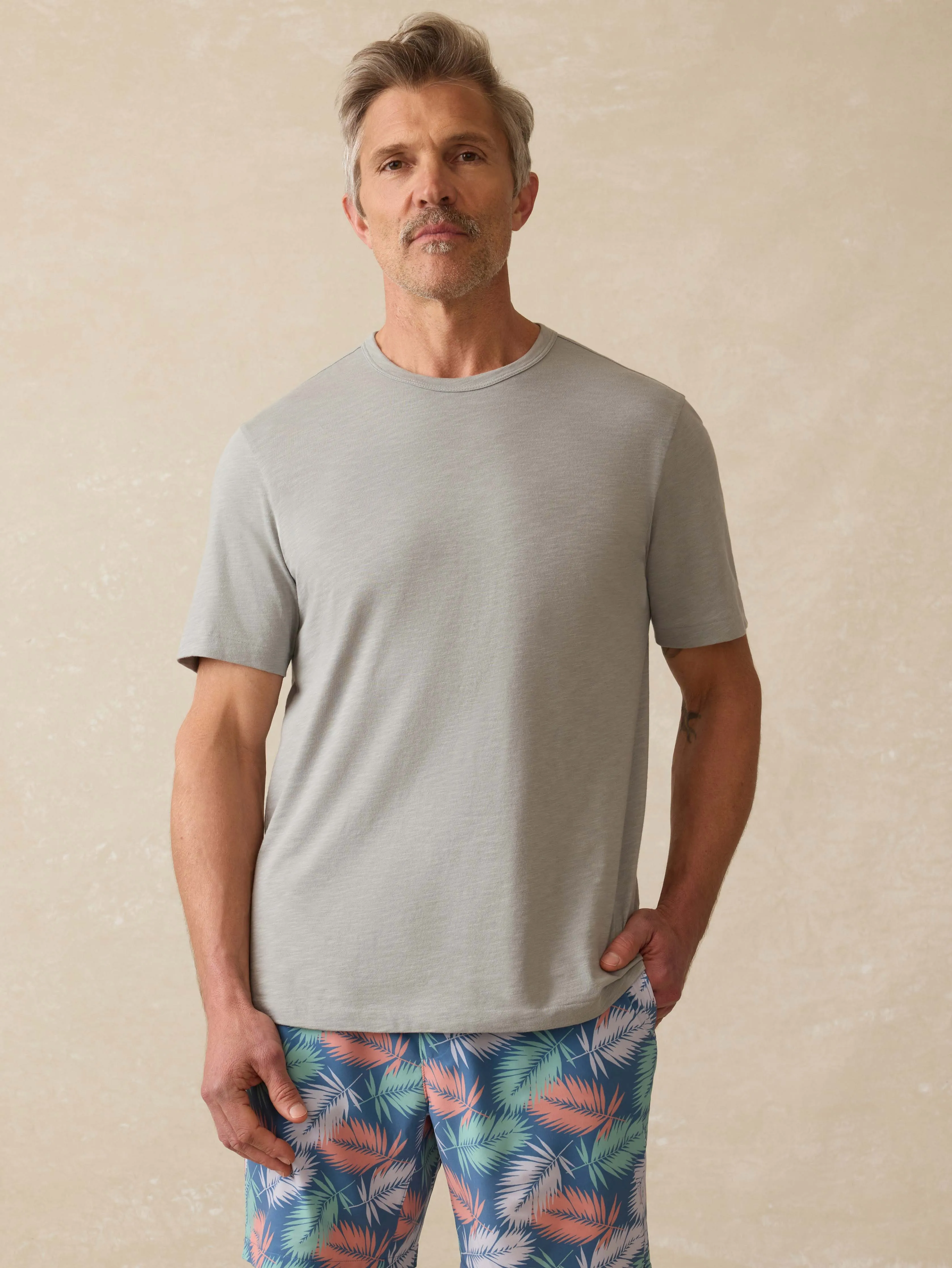 Sunwashed Regenerative Tee - Lakeshore Grey sold by Faherty