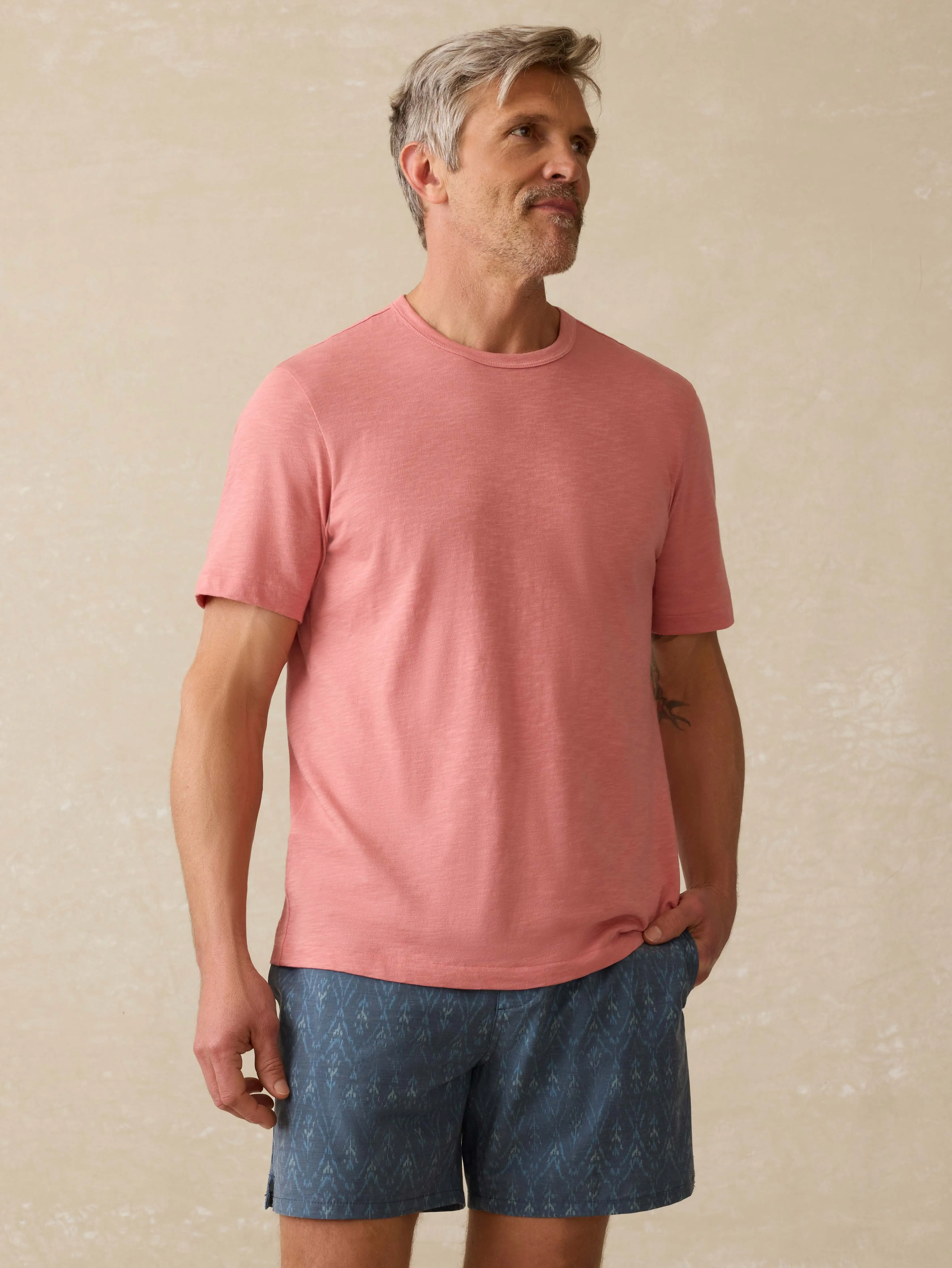 Sunwashed Regenerative Tee - Faded Flag sold by Faherty