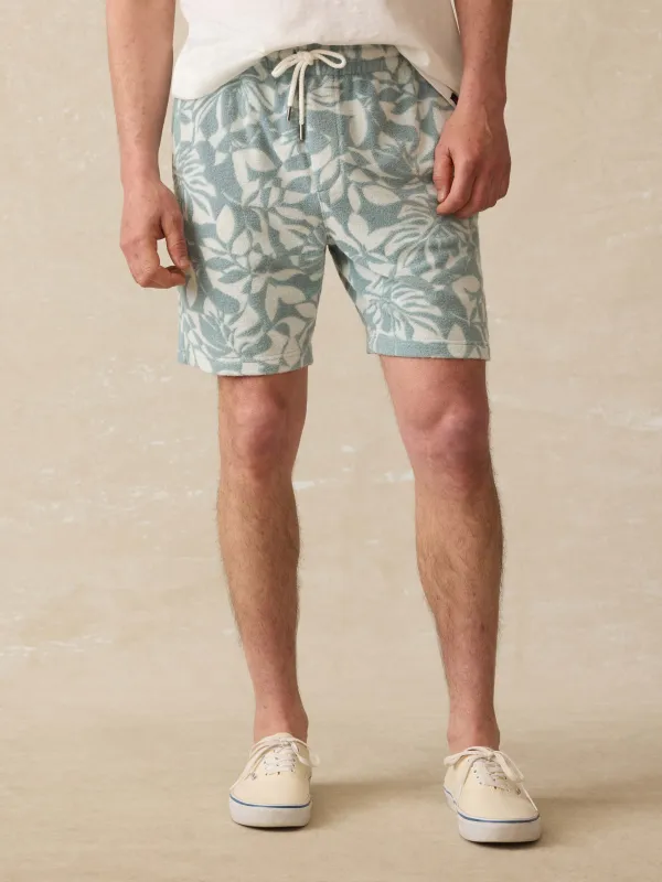 Cabana Towel Terry Sweatshort - Poolside Foliage Teal sold by Faherty