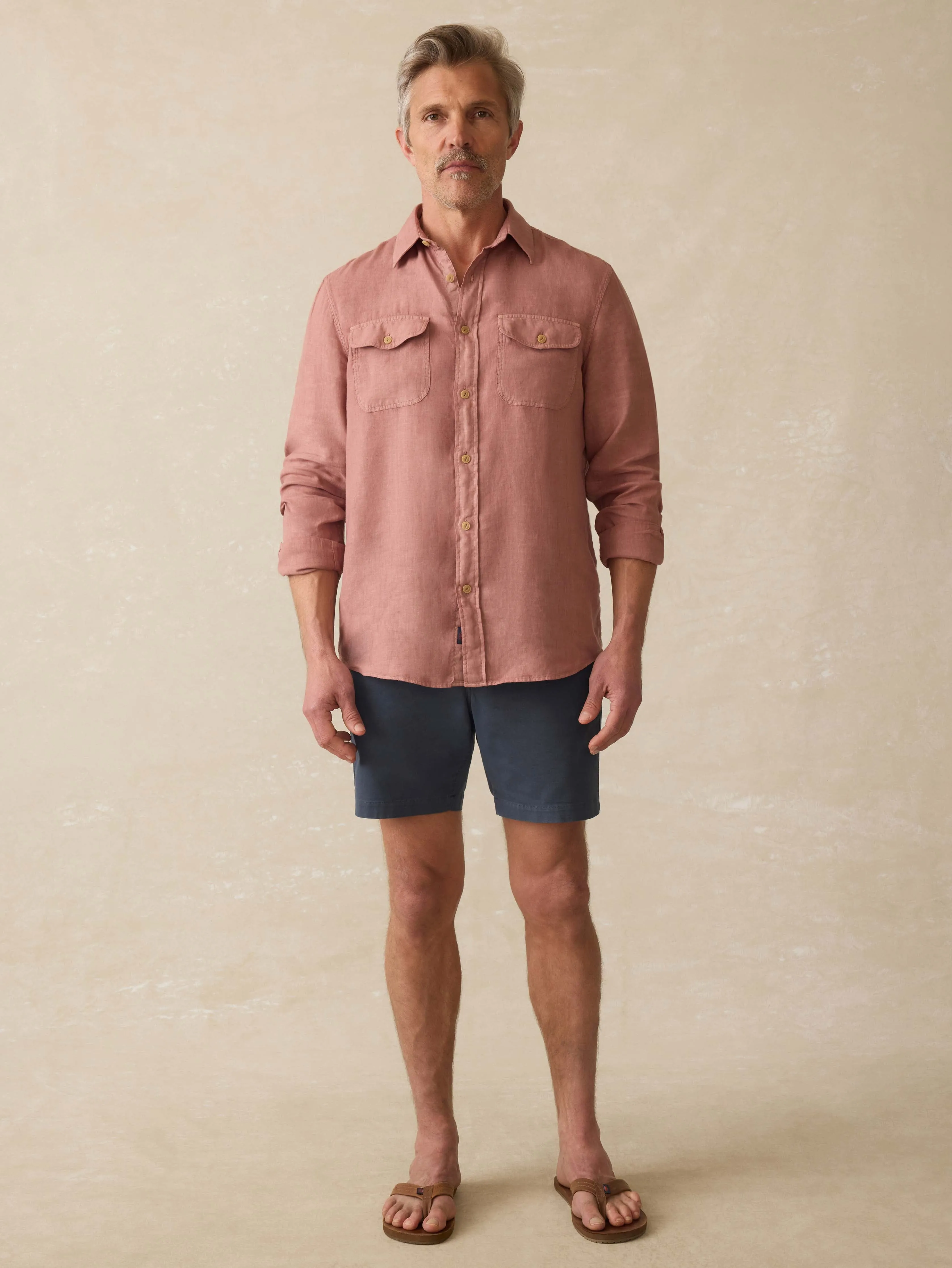 Irish Linen Safari Shirt - Cedar Rose sold by Faherty product image thumbnail 3
