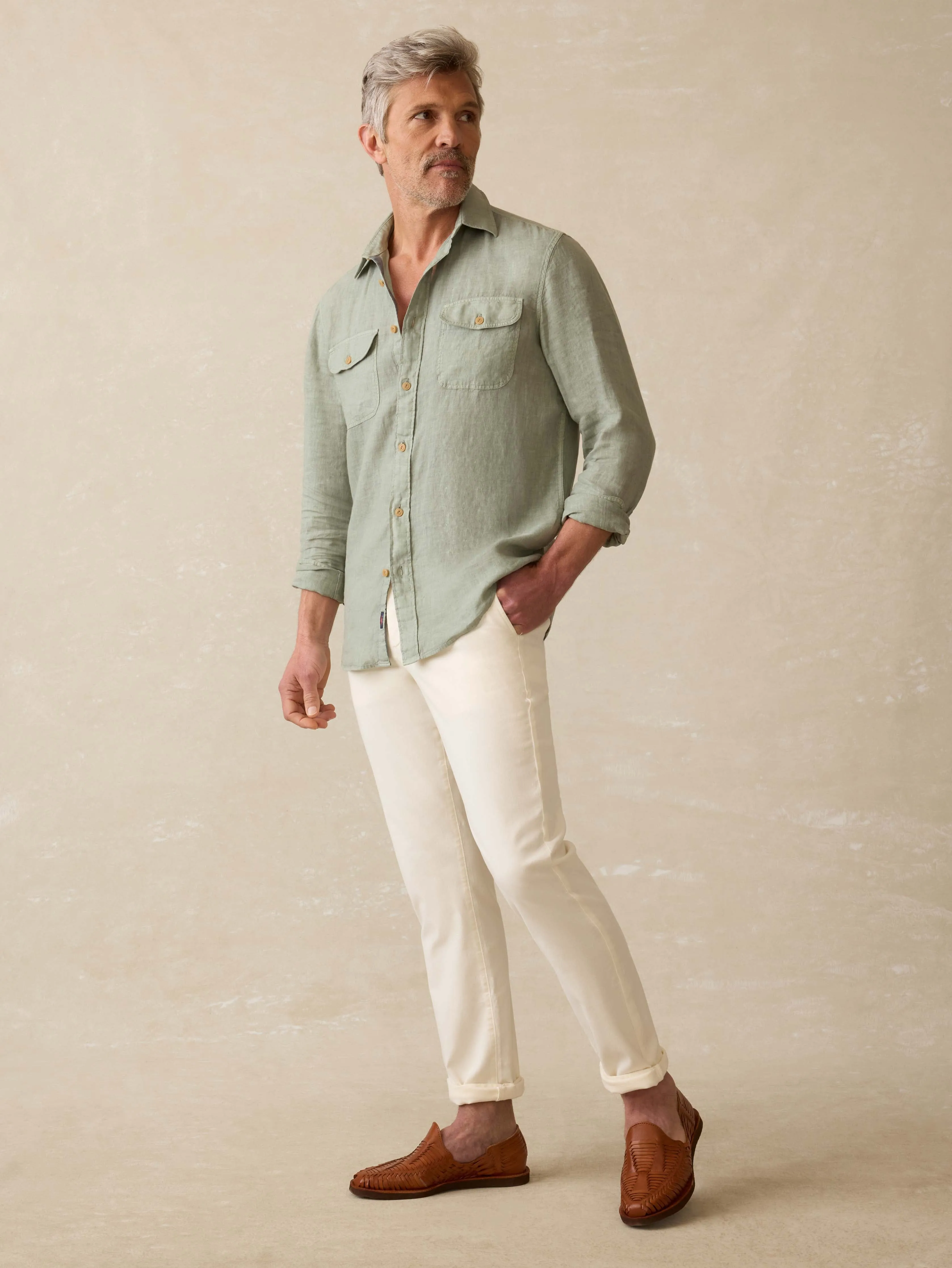Irish Linen Safari Shirt - Sage Creek sold by Faherty product image thumbnail 3