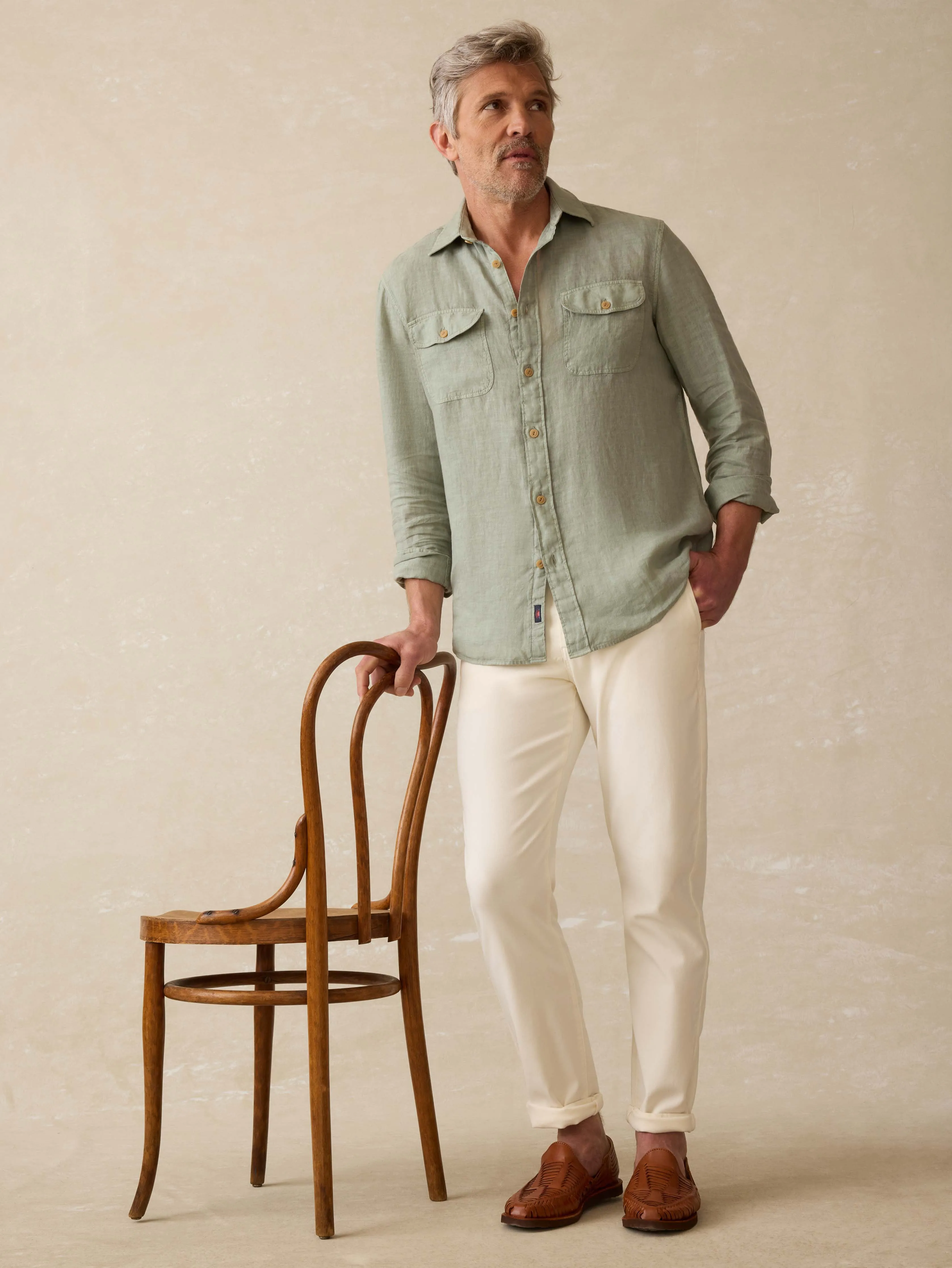 Irish Linen Safari Shirt - Sage Creek sold by Faherty product image thumbnail 5