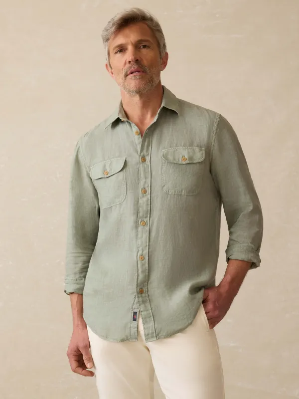 Irish Linen Safari Shirt - Sage Creek sold by Faherty