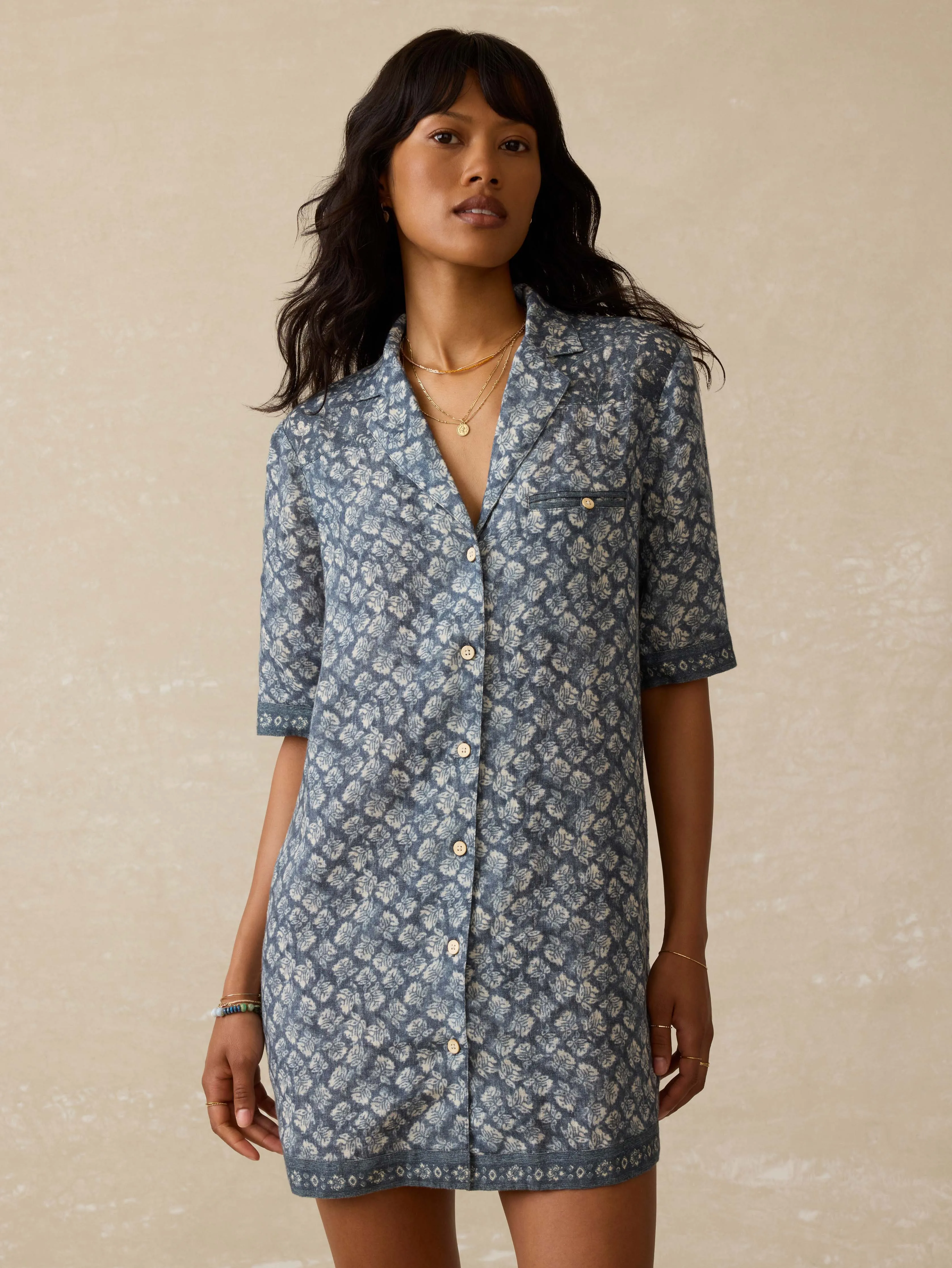 Paradise Point Linen Dress - Oceanview Blossom sold by Faherty