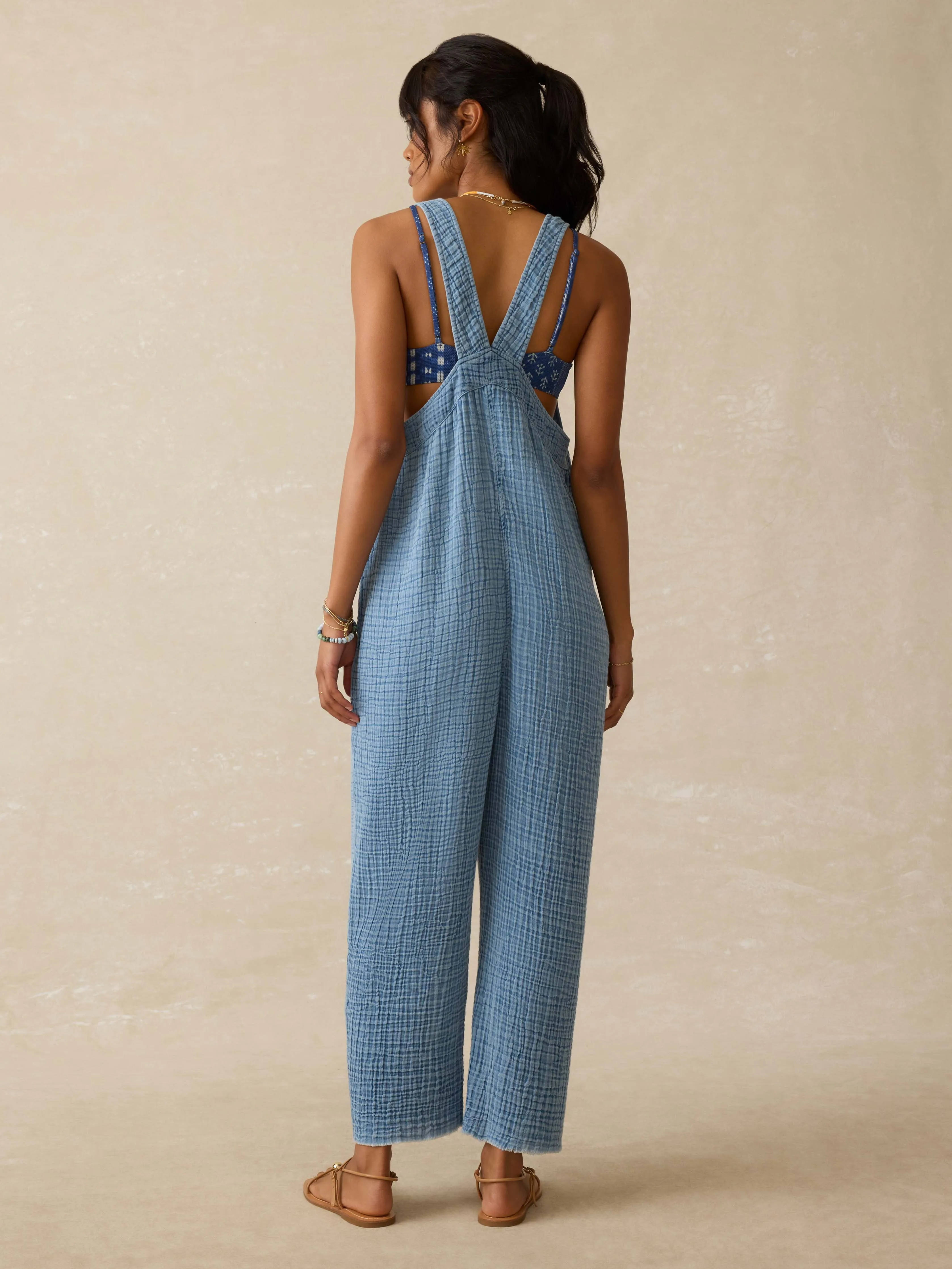 Dune Cotton Gauze Dawson Jumpsuit - Light Indigo Wash sold by Faherty product image thumbnail 3