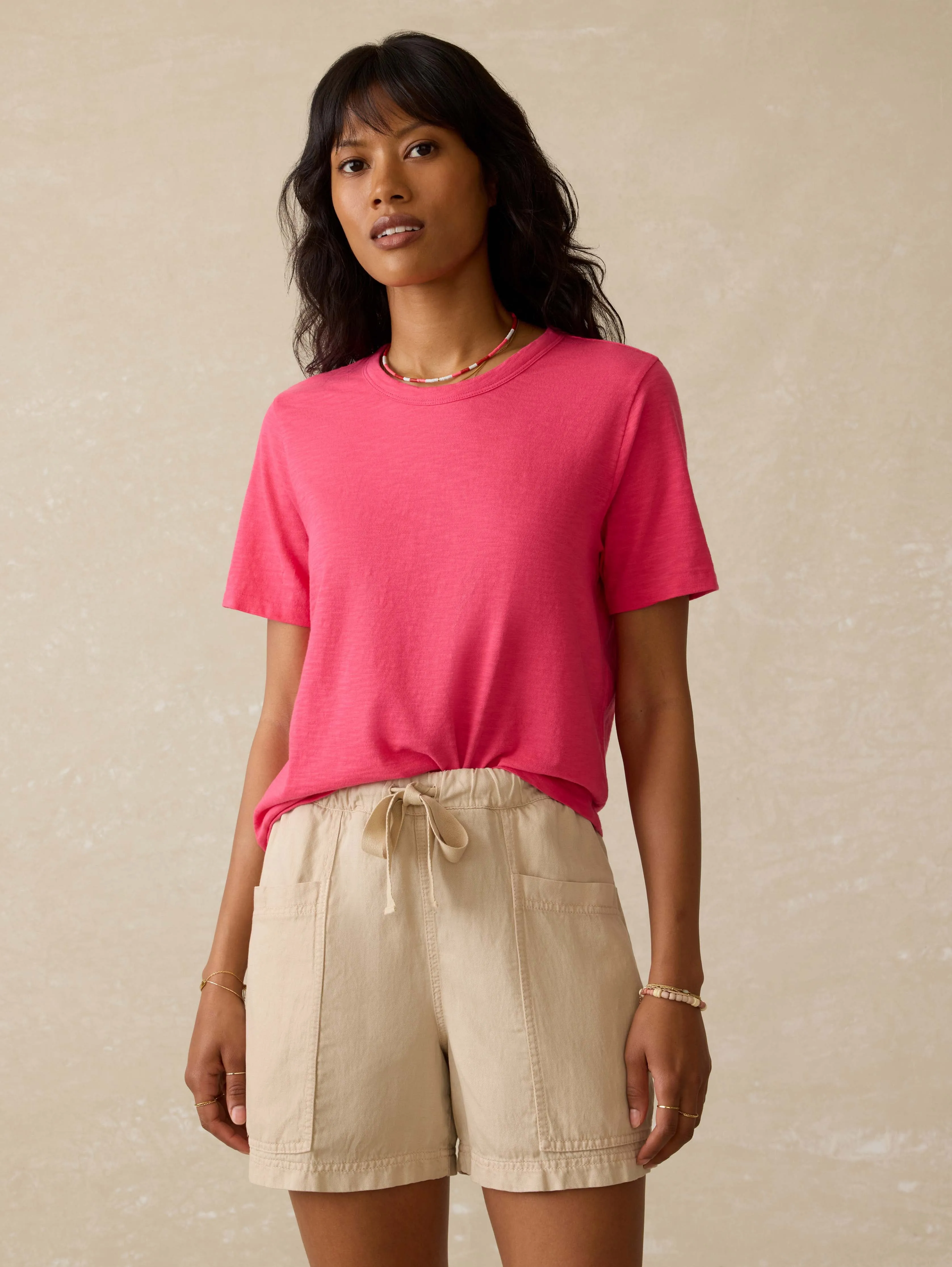 Sunwashed Essential Tee - Pink Flambe sold by Faherty