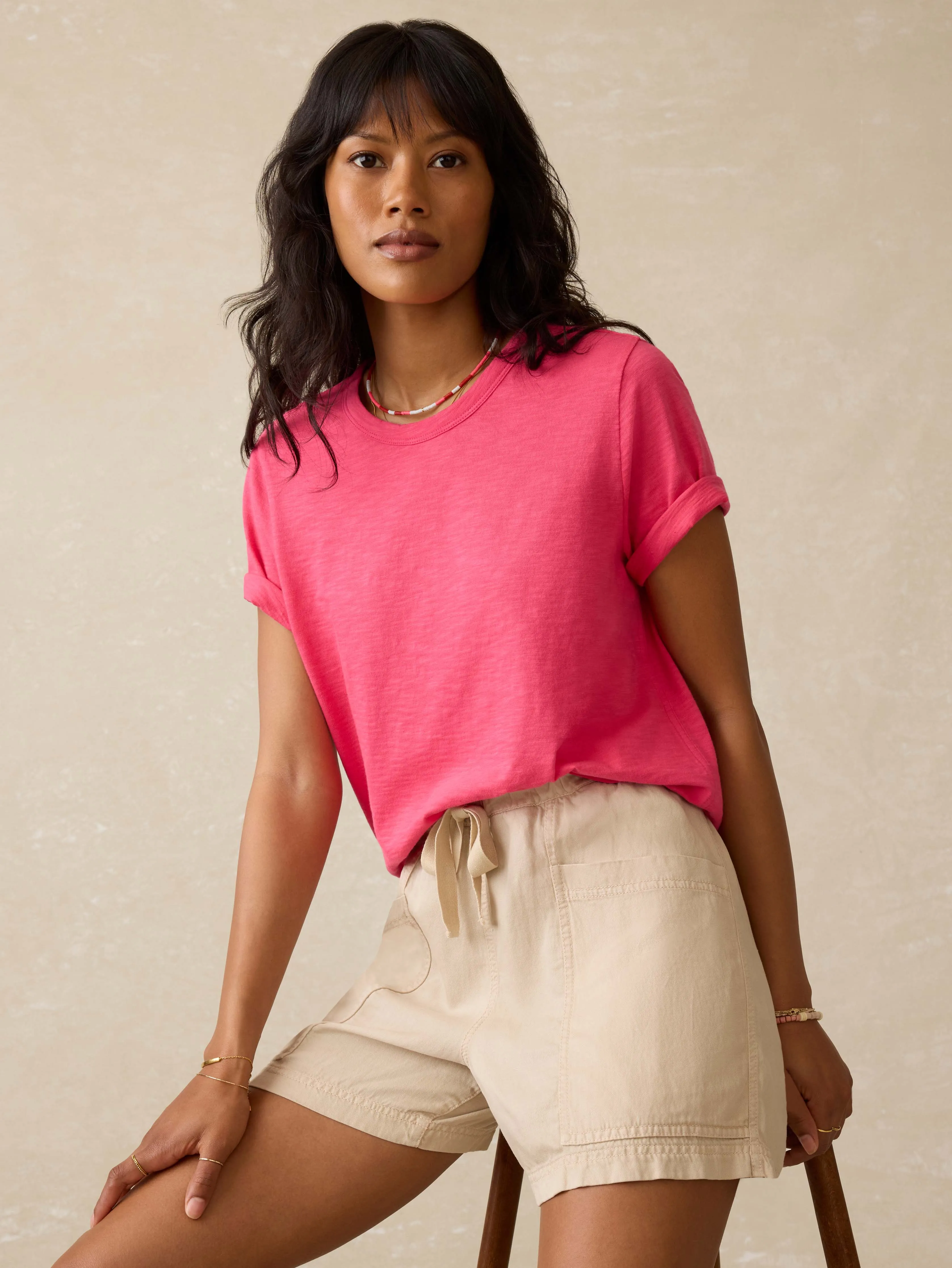 Sunwashed Essential Tee - Pink Flambe sold by Faherty product image thumbnail 5