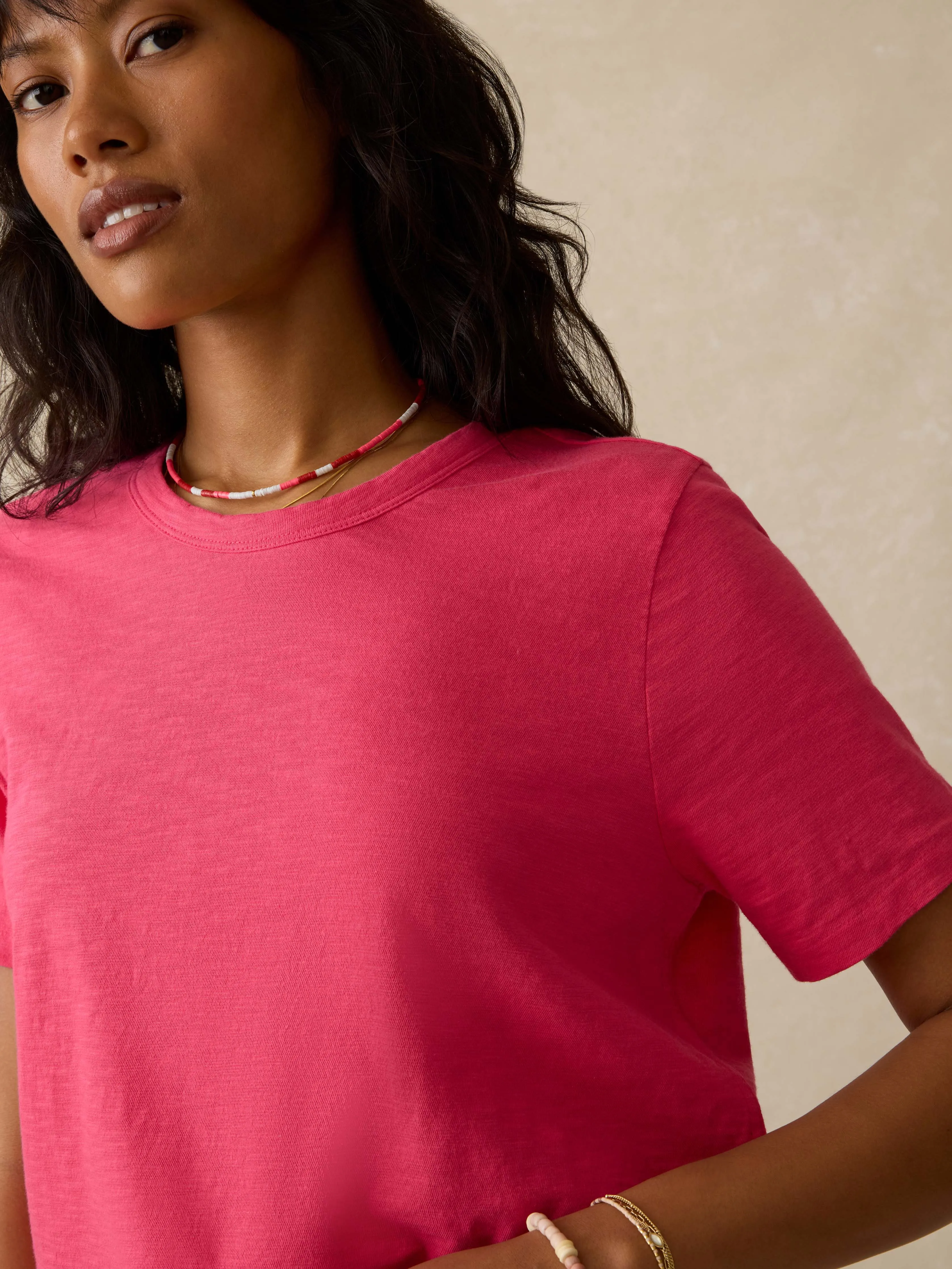 Sunwashed Essential Tee - Pink Flambe sold by Faherty product image thumbnail 2