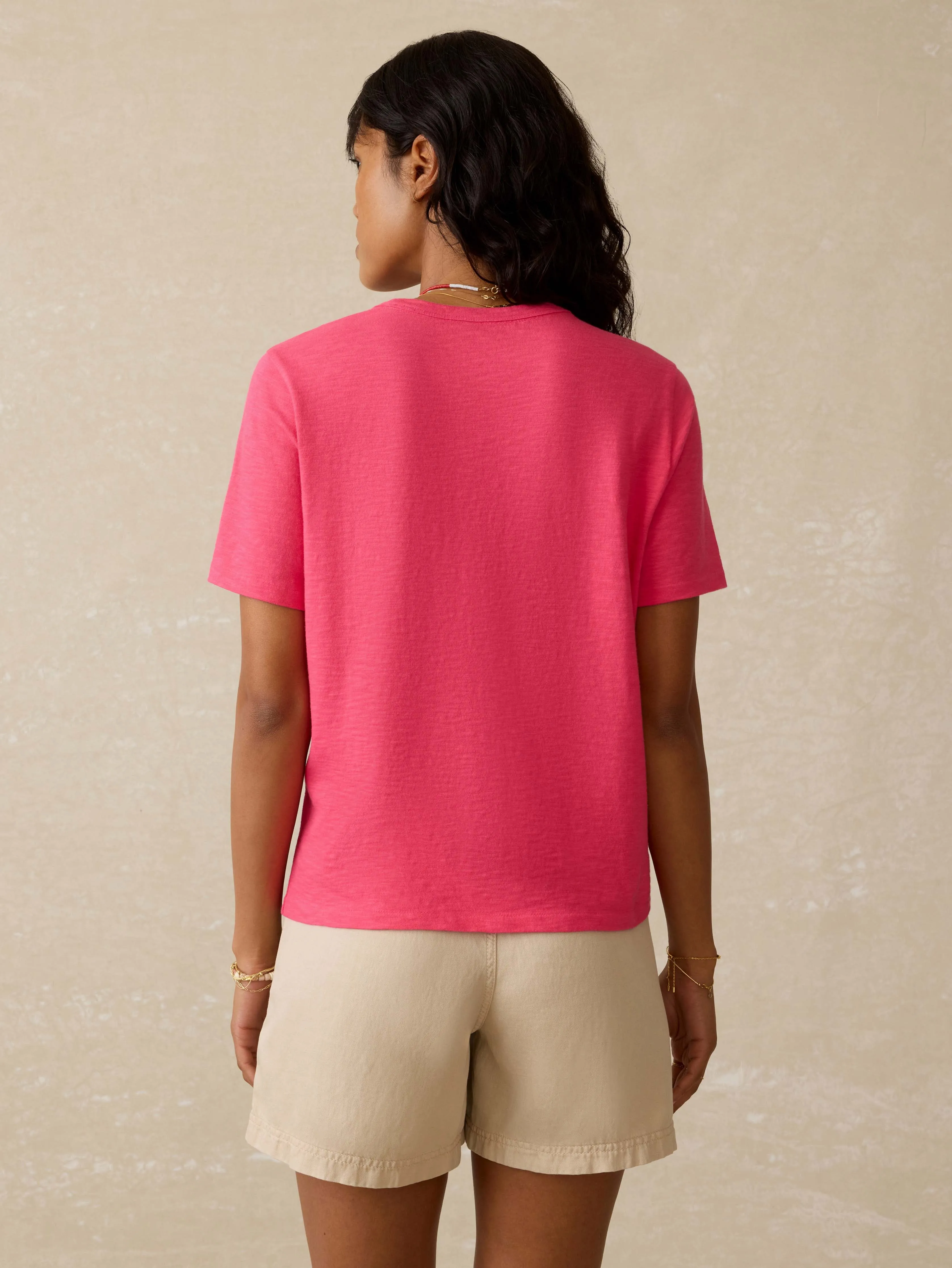 Sunwashed Essential Tee - Pink Flambe sold by Faherty product image thumbnail 4