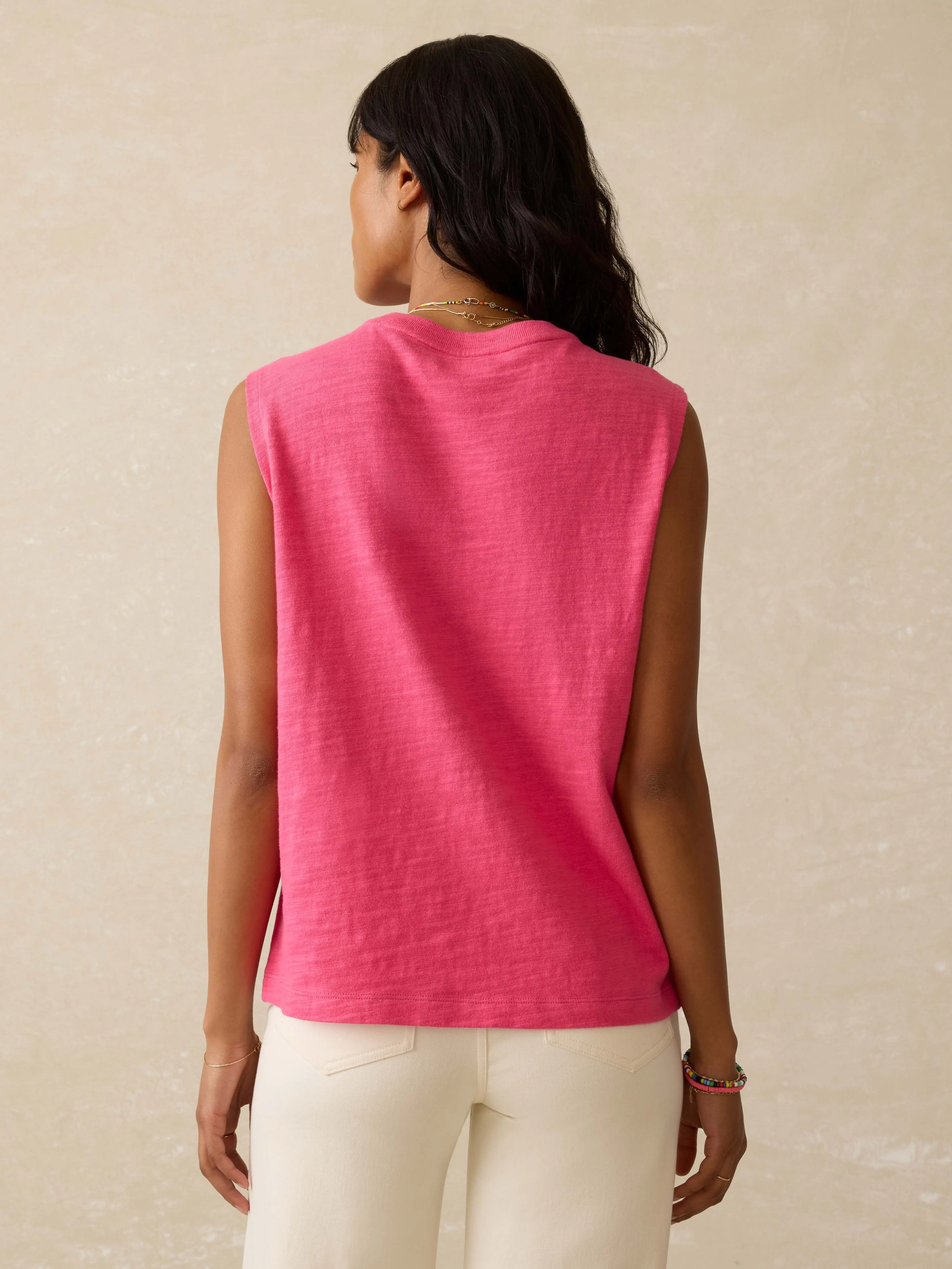 Sunwashed Slub Muscle Tank - Pink Flambe sold by Faherty product image thumbnail 4