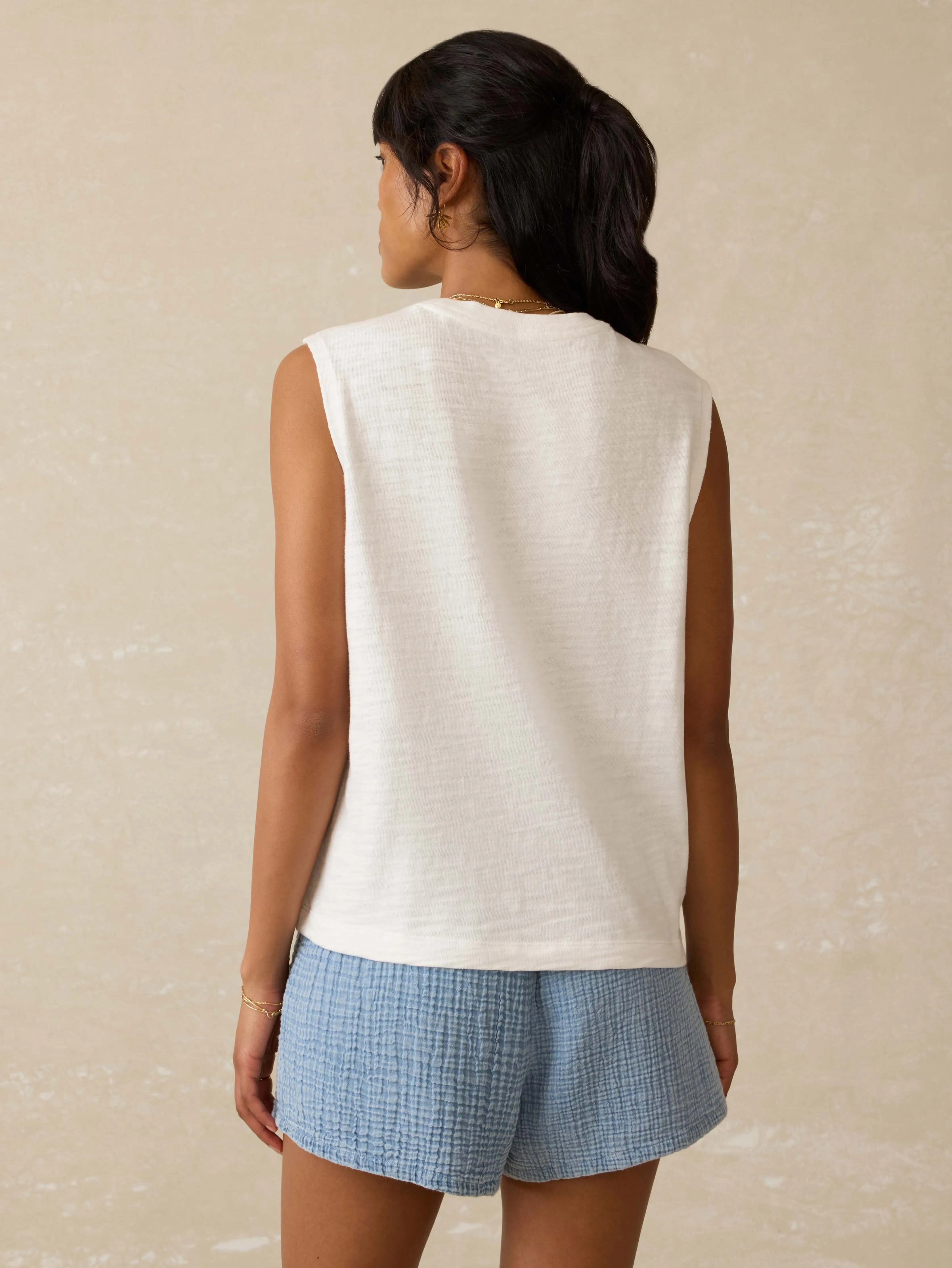 Sunwashed Slub Muscle Tank - White sold by Faherty product image thumbnail 4