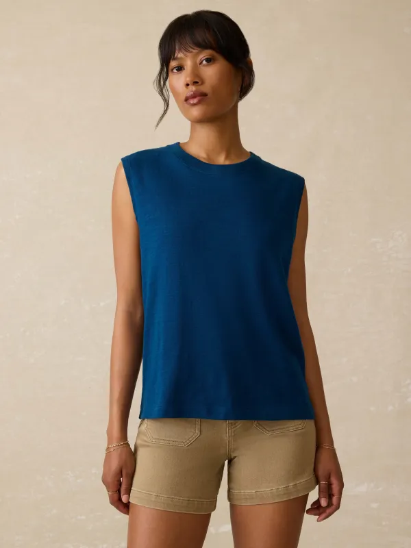 Sunwashed Midweight Organic Muscle Tank - Titan sold by Faherty