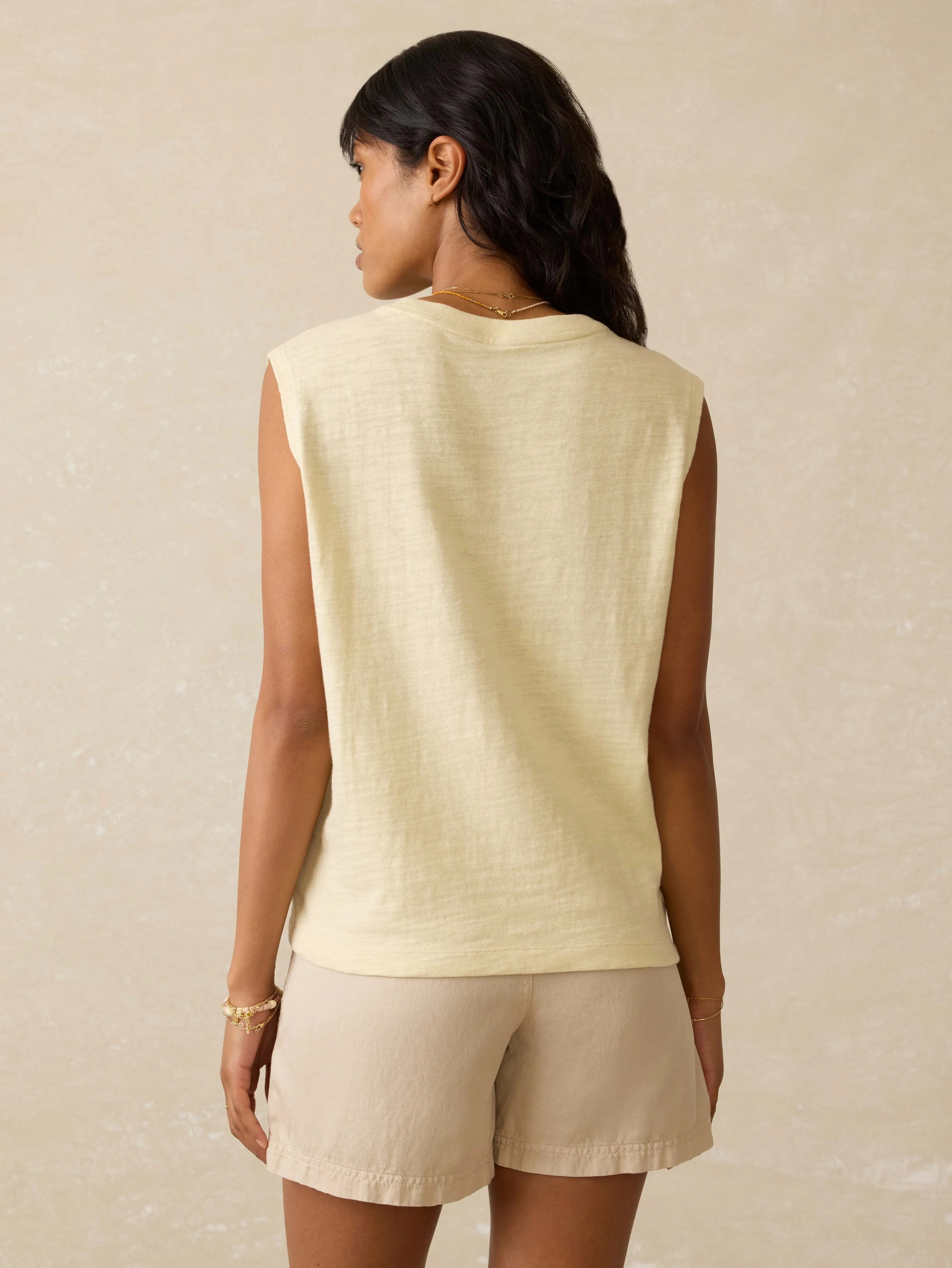 Sunwashed Slub Muscle Tank - Lemon Sorbet sold by Faherty product image thumbnail 4