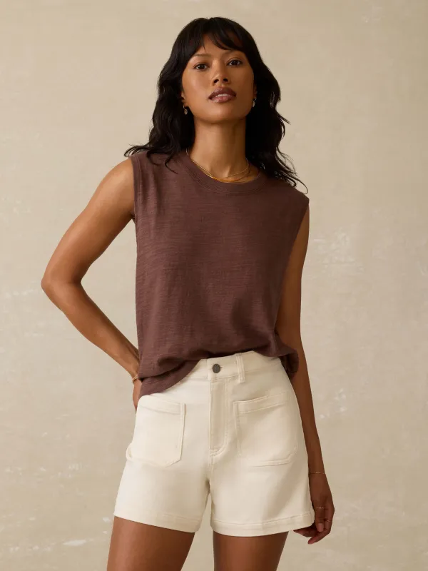 Sunwashed Midweight Organic Muscle Tank - Cocoa sold by Faherty