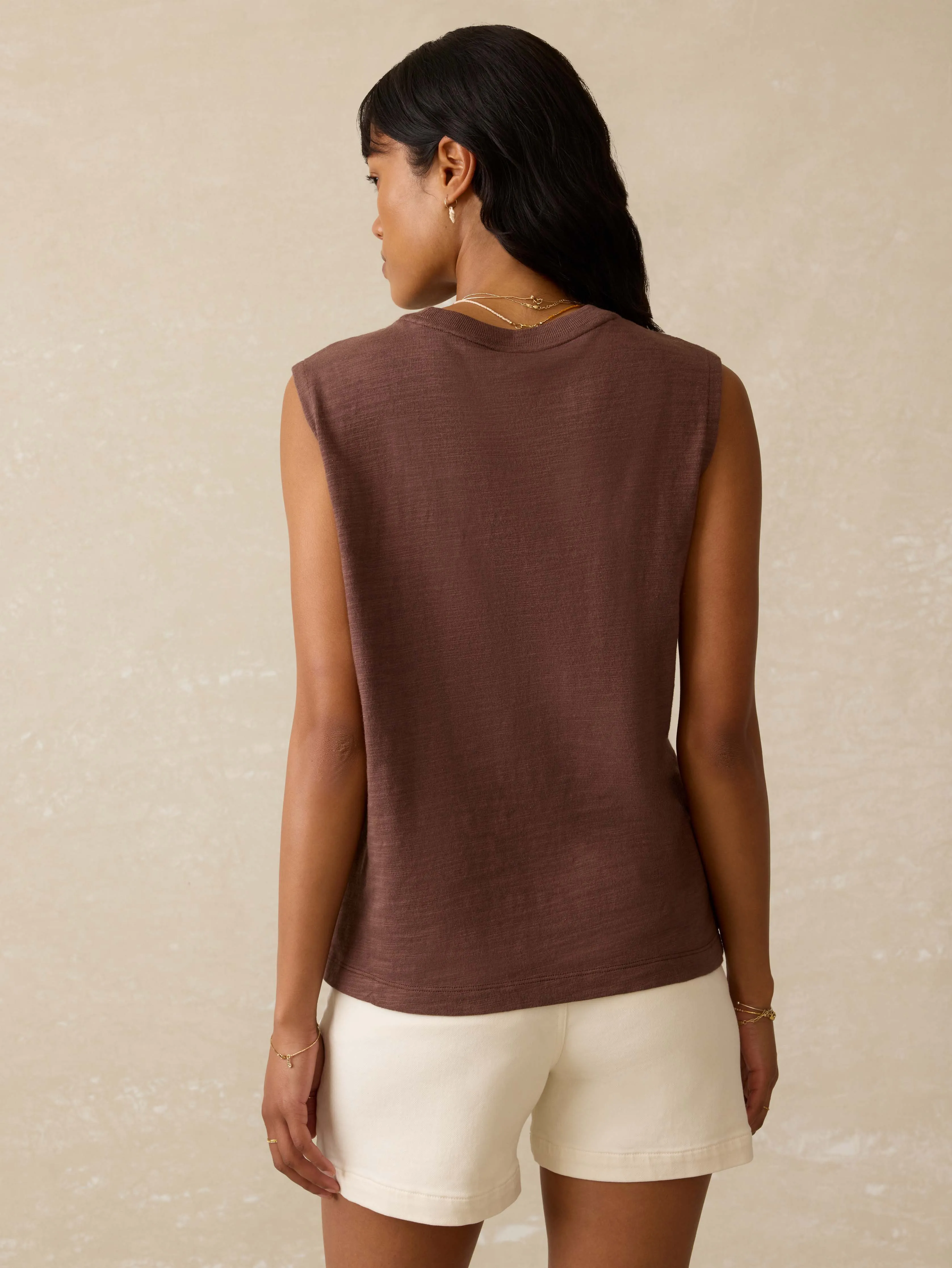 Sunwashed Midweight Organic Muscle Tank - Cocoa sold by Faherty product image thumbnail 4