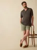 Short-Sleeve Linen Polo - Washed Black sold by Faherty