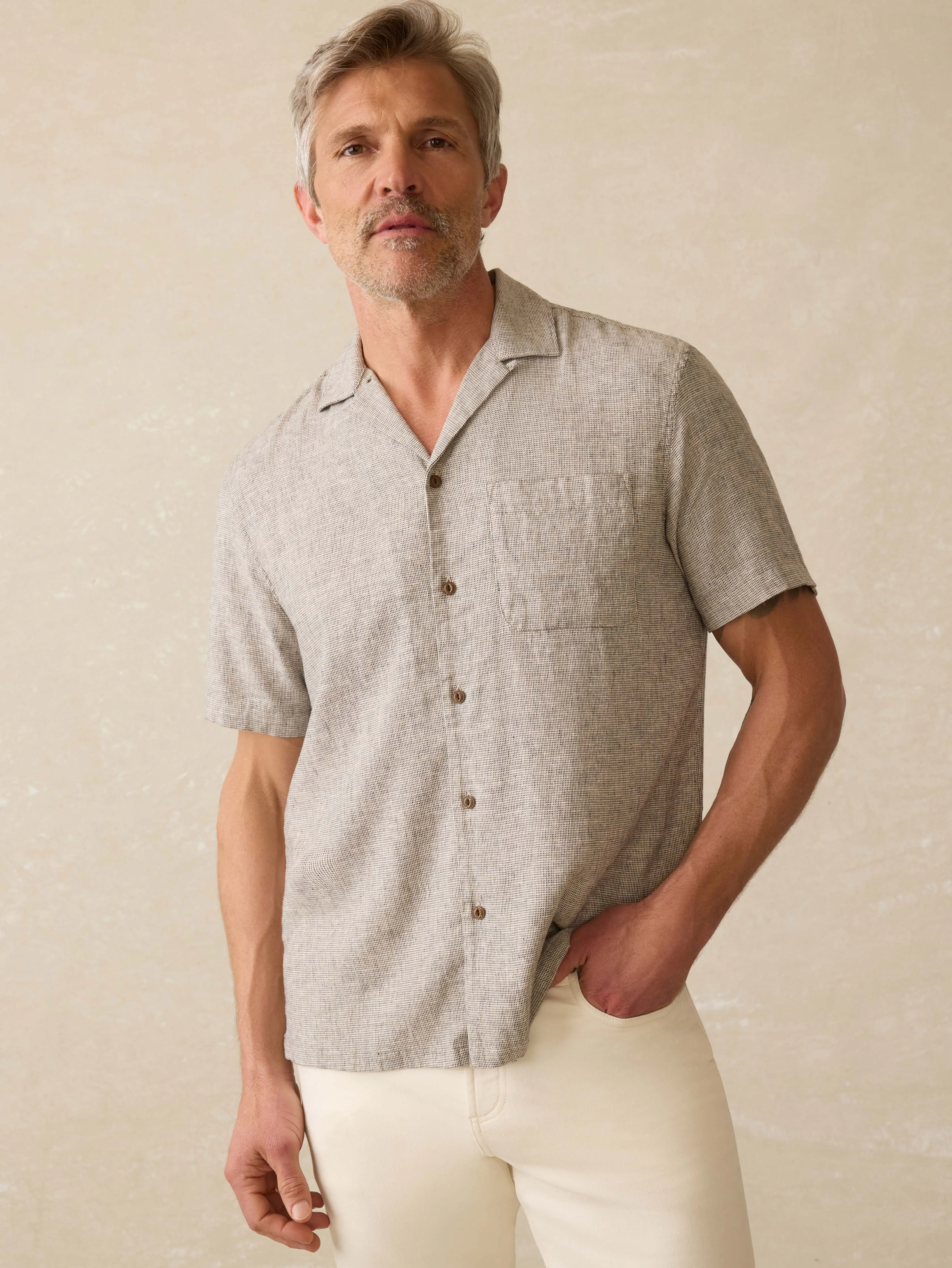 Short-Sleeve Breeze Camp Shirt - Stone Coast sold by Faherty