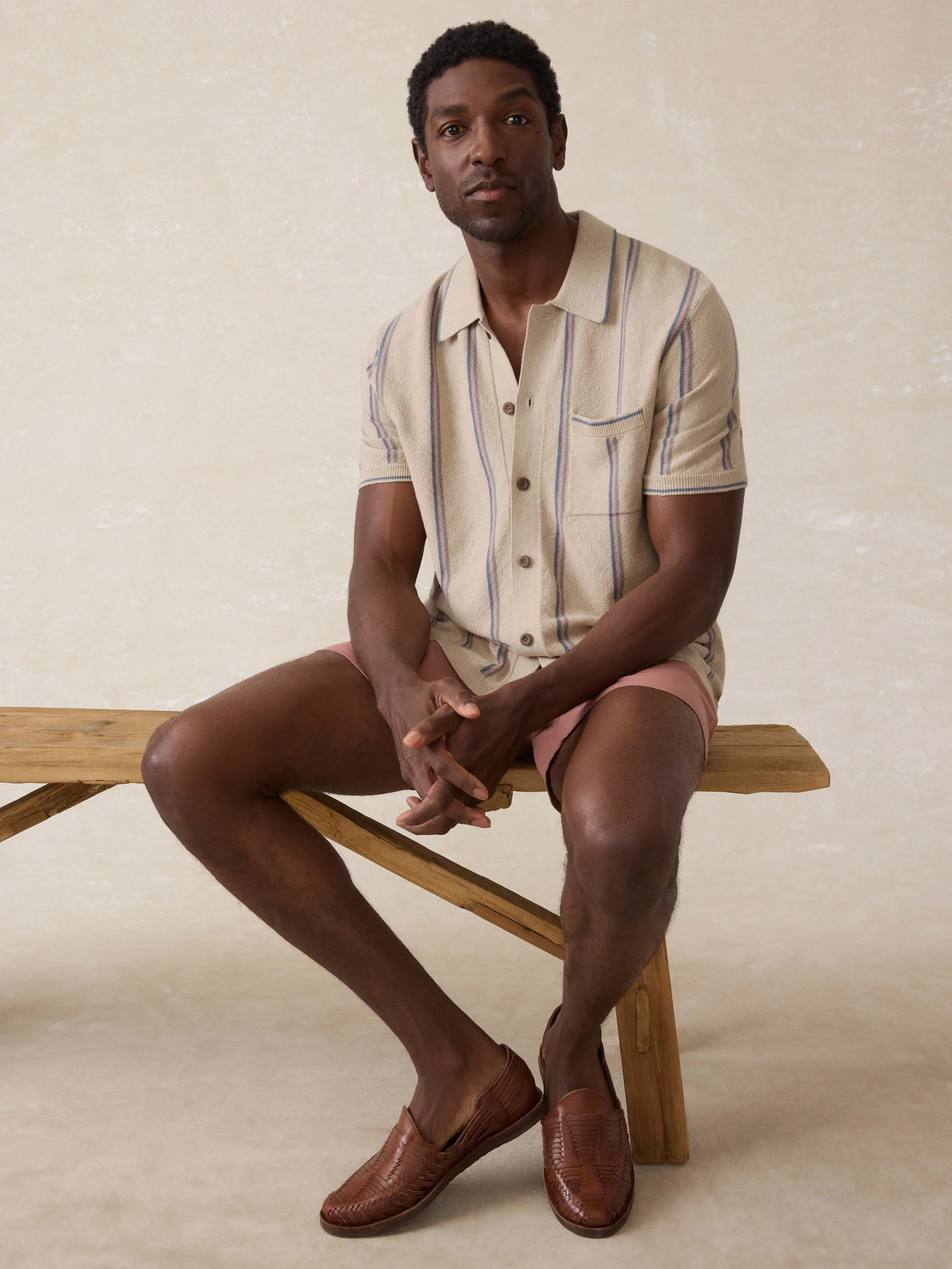 Short-Sleeve Sweater Shirt - Summit Creek Stripe sold by Faherty product image thumbnail 3